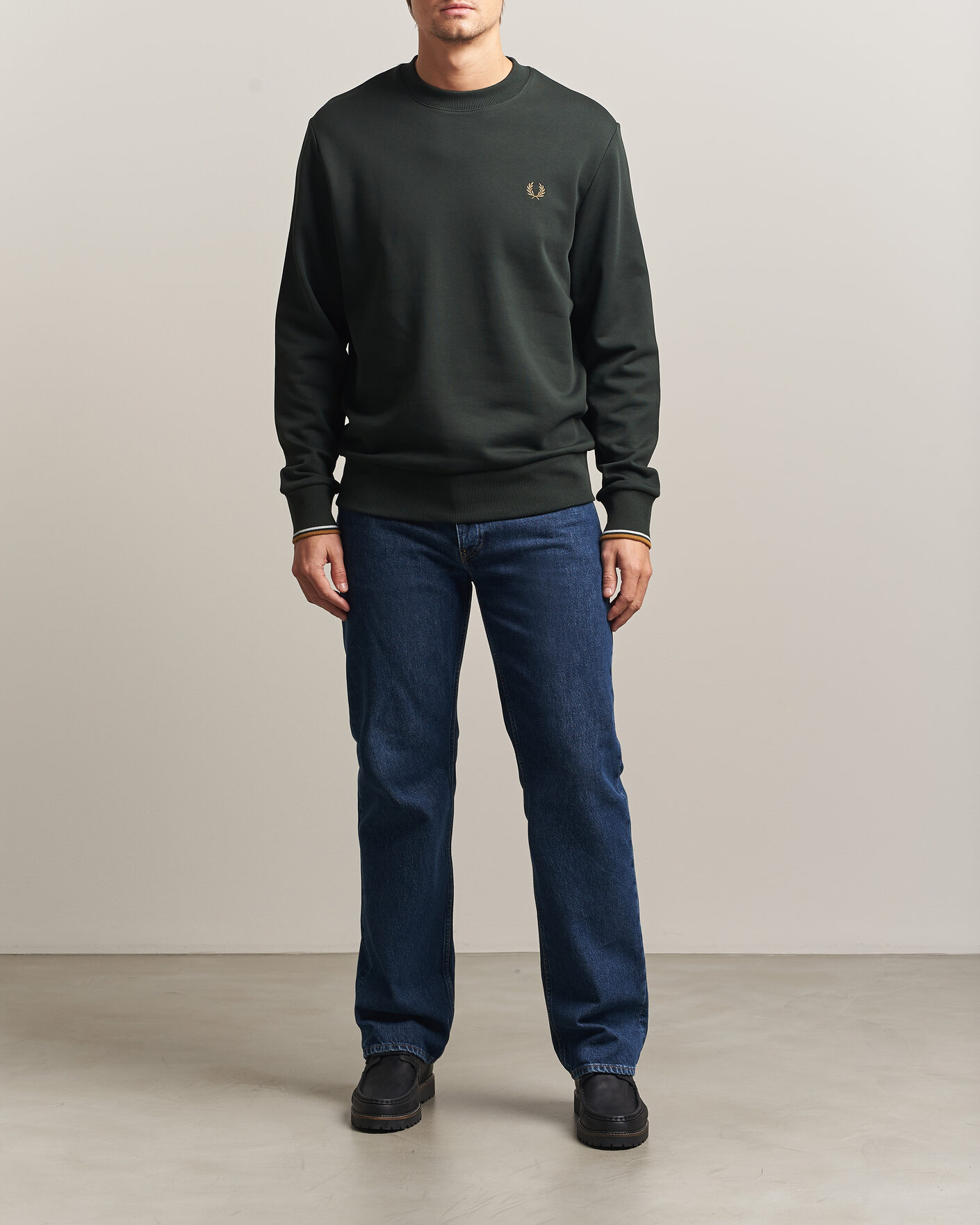 Heren | Truien | Fred Perry | Crew Neck Sweatshirt Night Green