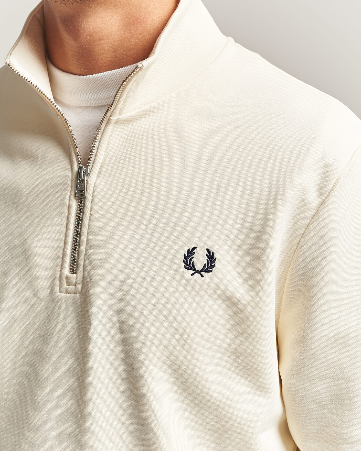 Heren | Truien | Fred Perry | Half Zip Sweatshirt Ecru