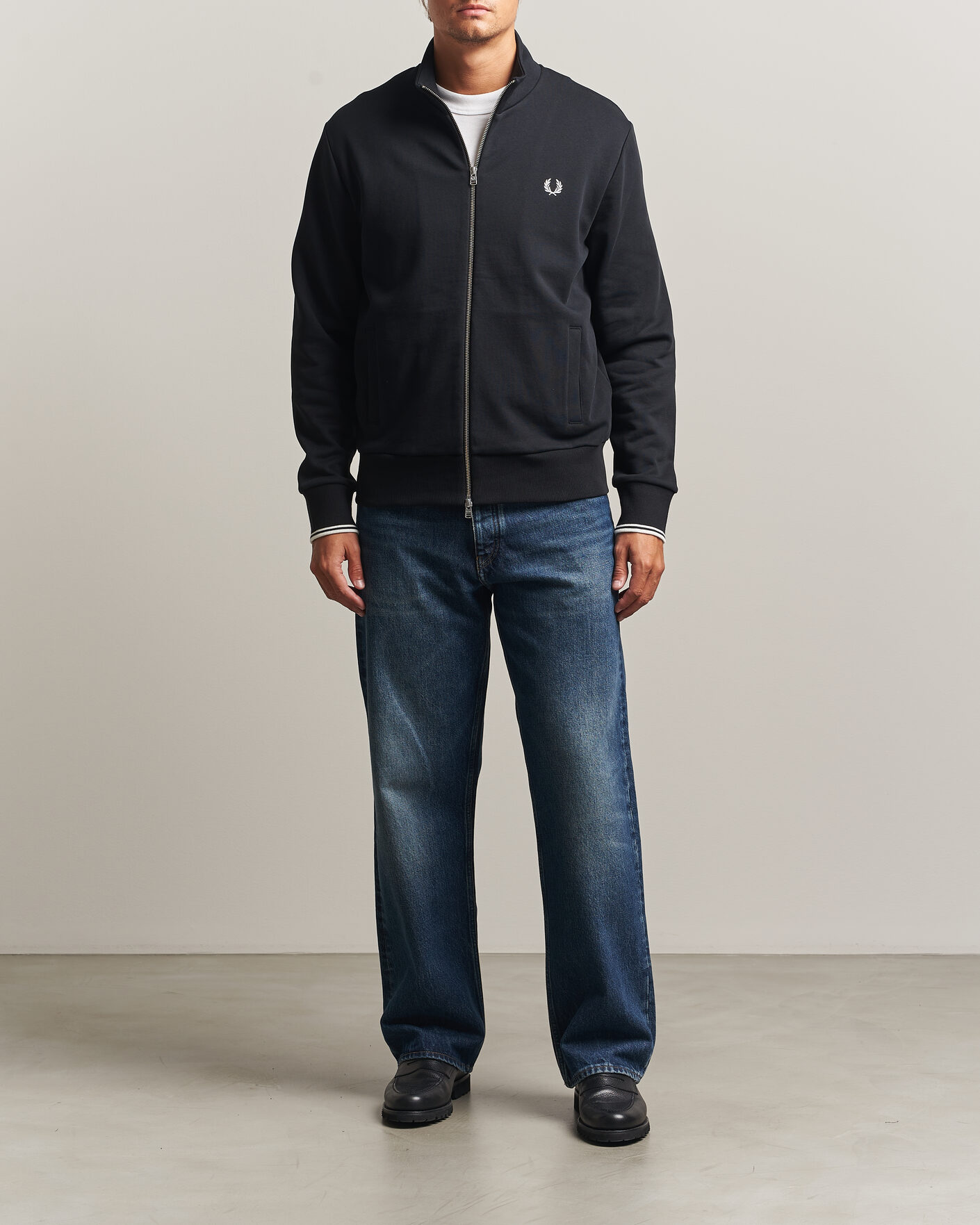 Heren | Truien | Fred Perry | Full Zip Sweatshirt Black