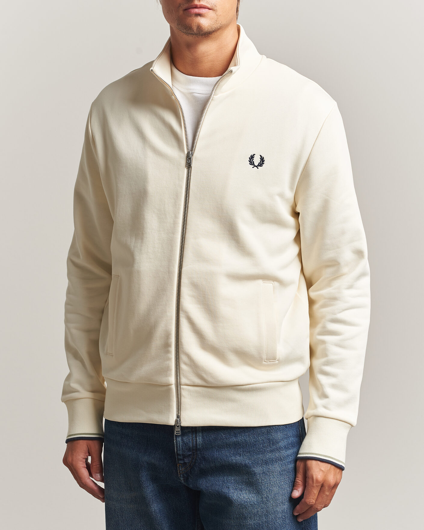 Heren | Truien | Fred Perry | Full Zip Sweatshirt Ecru