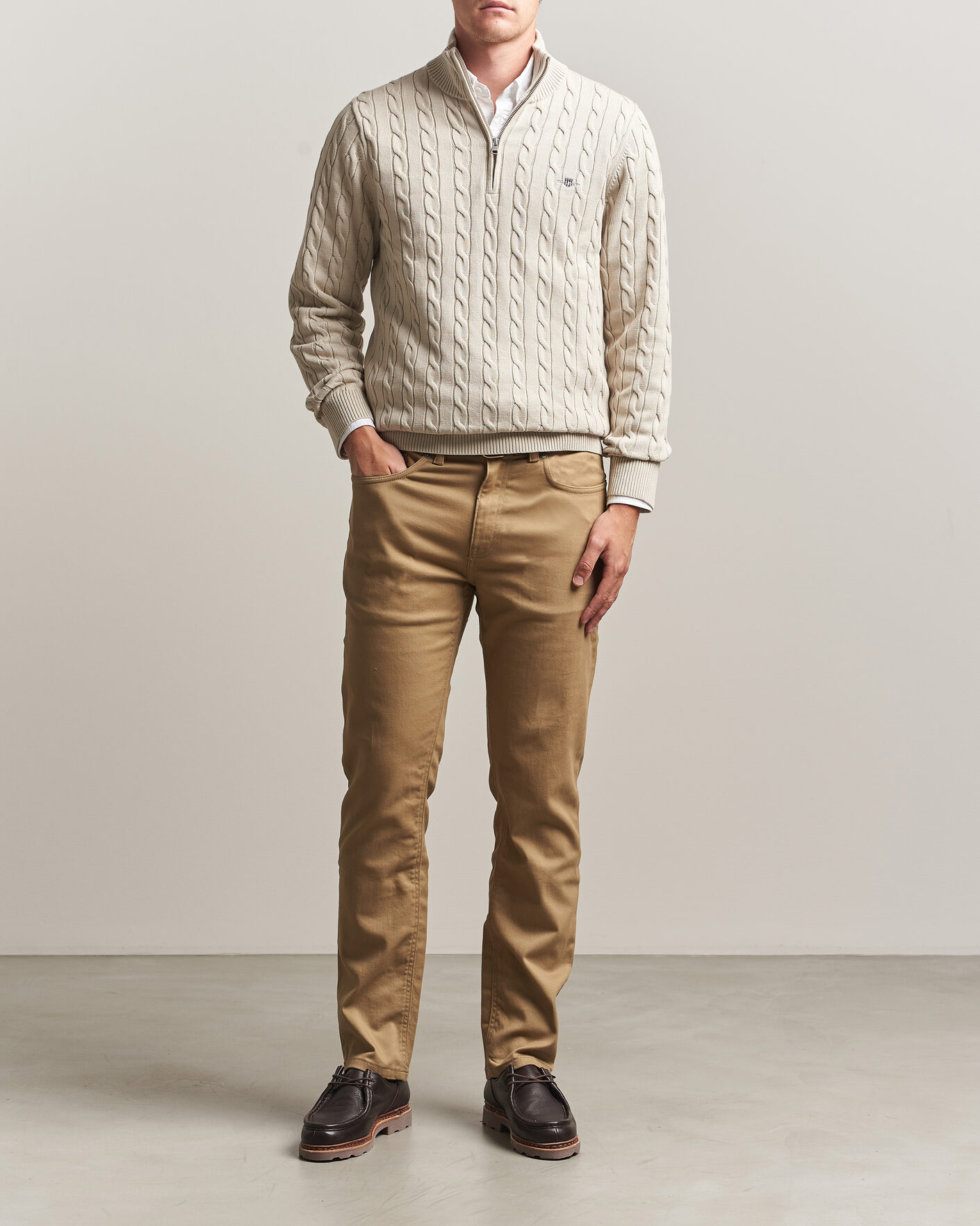 Heren | Broeken | Gant | Regular Fit Soft Twill 5-Pocket Pants Light Taupe