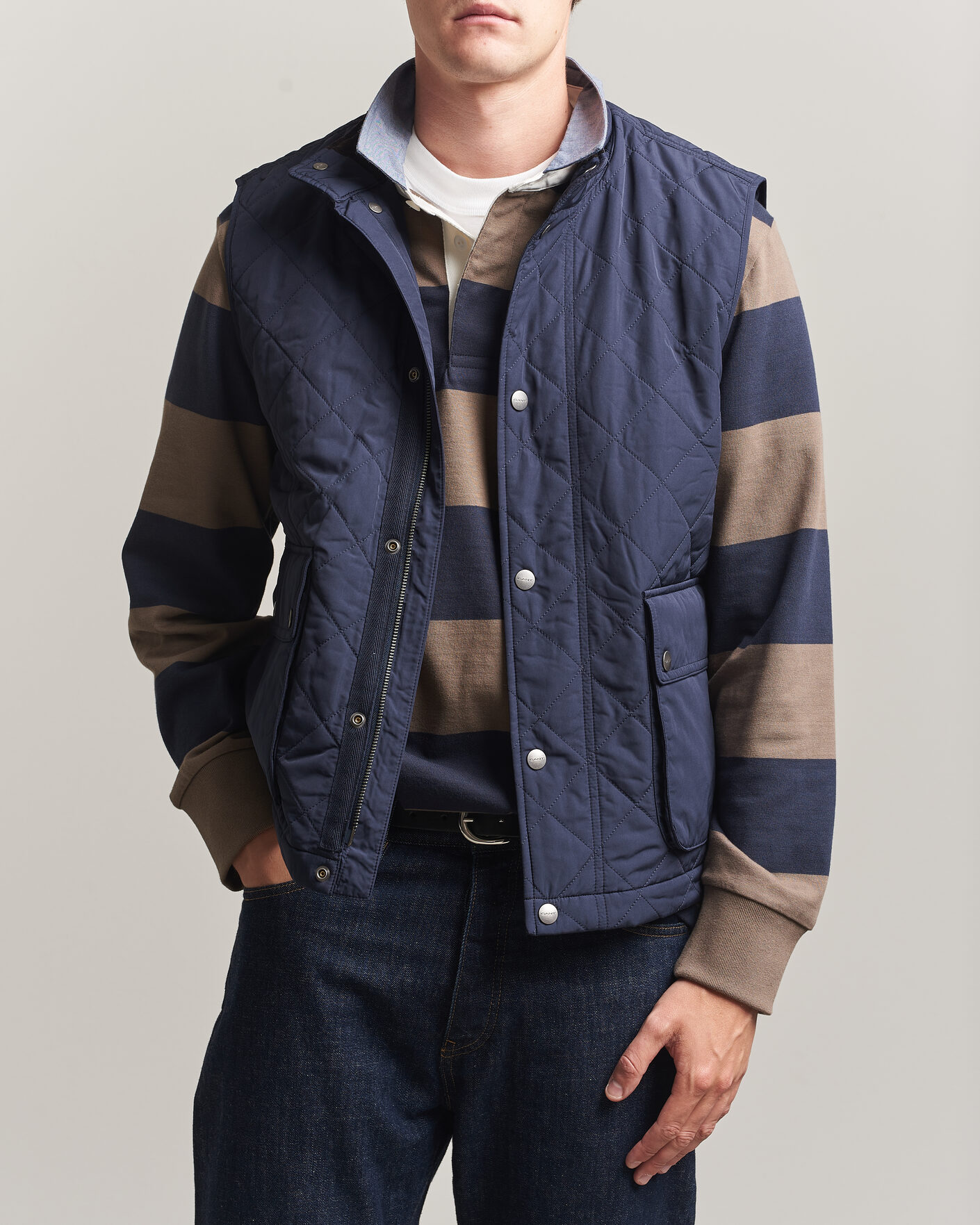 Heren | Gilets | Gant | Classic Quilted Vest Evening Blue