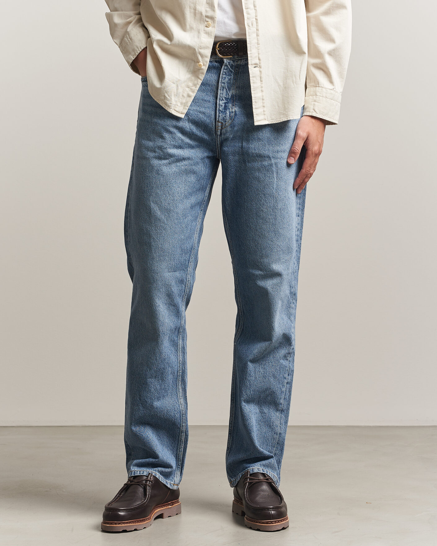 Heren | Jeans | Gant | Straight Fit Jeans Mid Blue Broken In