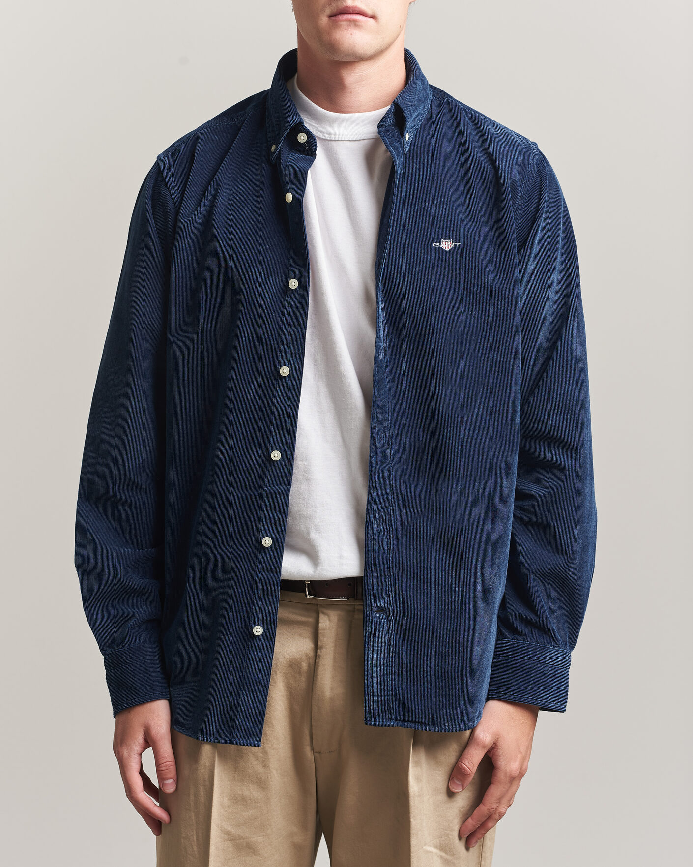 Heren | Overhemden | Gant | Indigo Corduroy Shirt Dark Blue