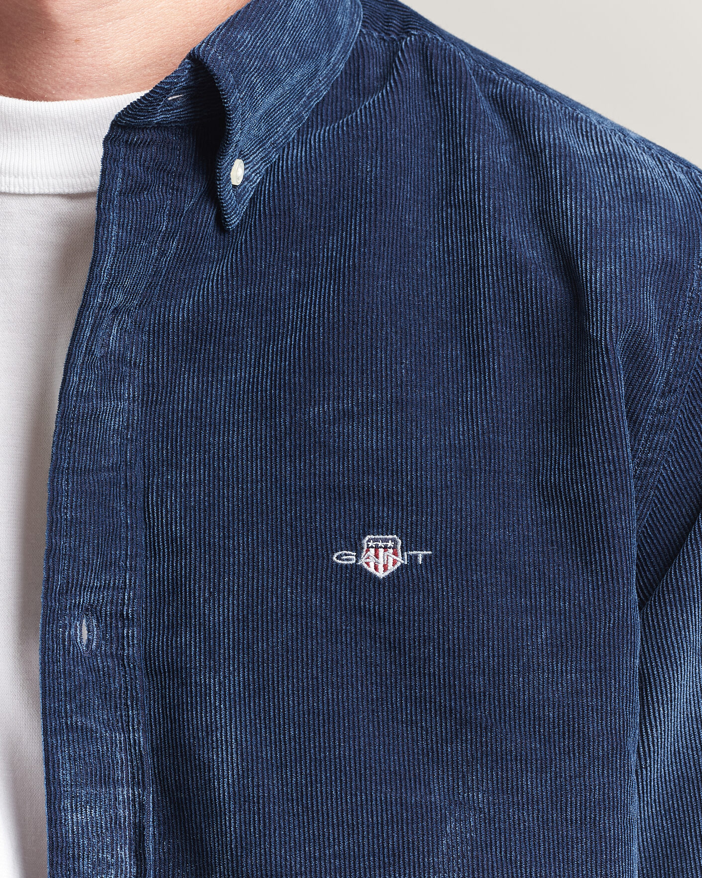 Heren | Overhemden | Gant | Indigo Corduroy Shirt Dark Blue