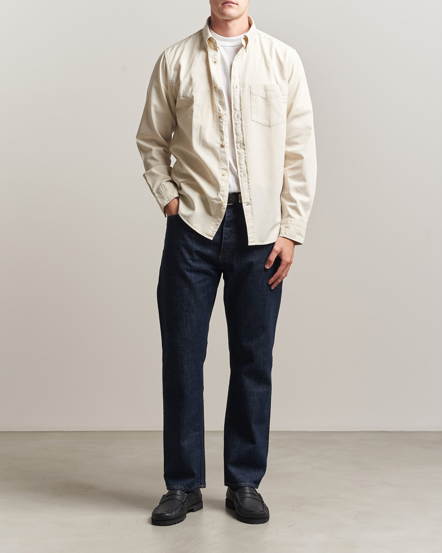 Heren | Overhemden | Gant | Regular Fit Garment Dyed Twill Shirt Sand