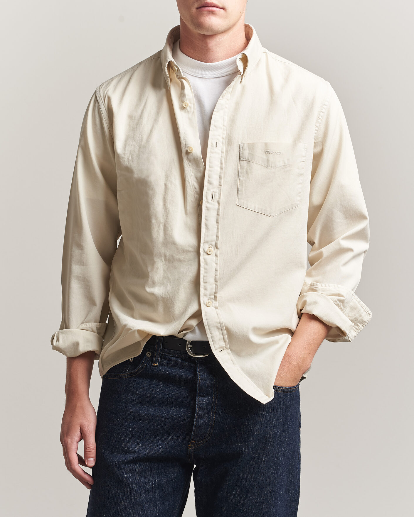 Heren | Overhemden | Gant | Regular Fit Garment Dyed Twill Shirt Sand