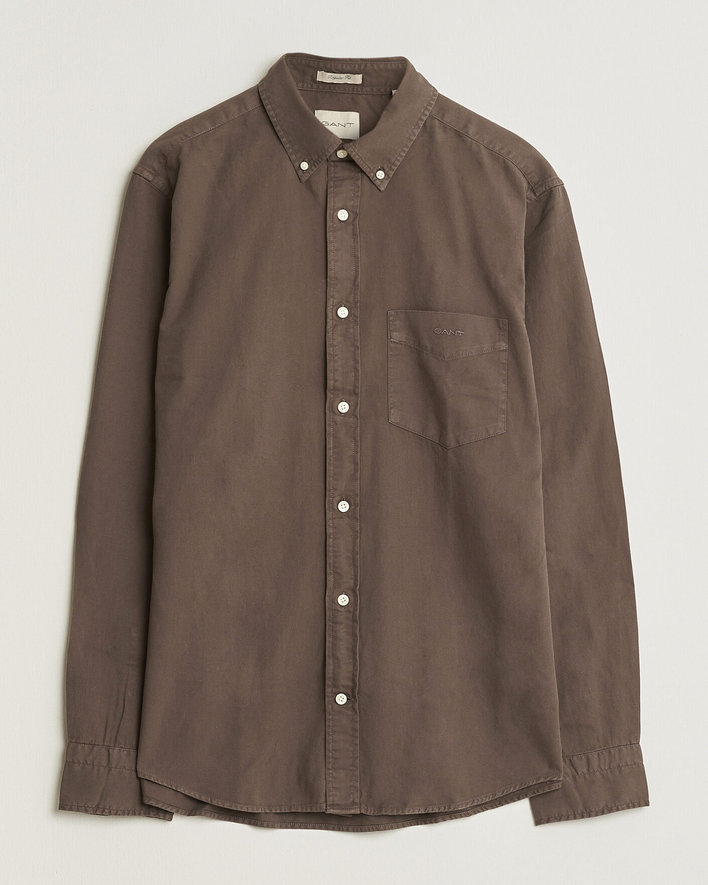 Heren | Overhemden | Gant | Regular Fit Garment Dyed Twill Shirt Shadow Brown