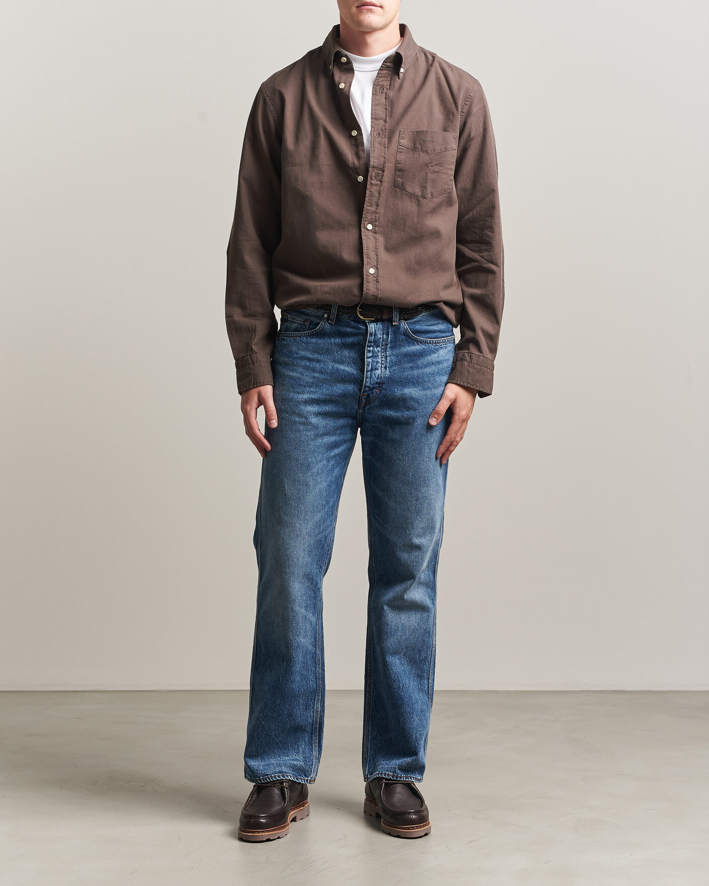 Heren | Overhemden | Gant | Regular Fit Garment Dyed Twill Shirt Shadow Brown