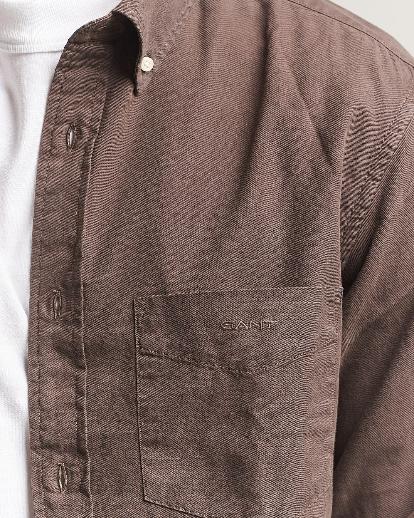 Heren | Overhemden | Gant | Regular Fit Garment Dyed Twill Shirt Shadow Brown