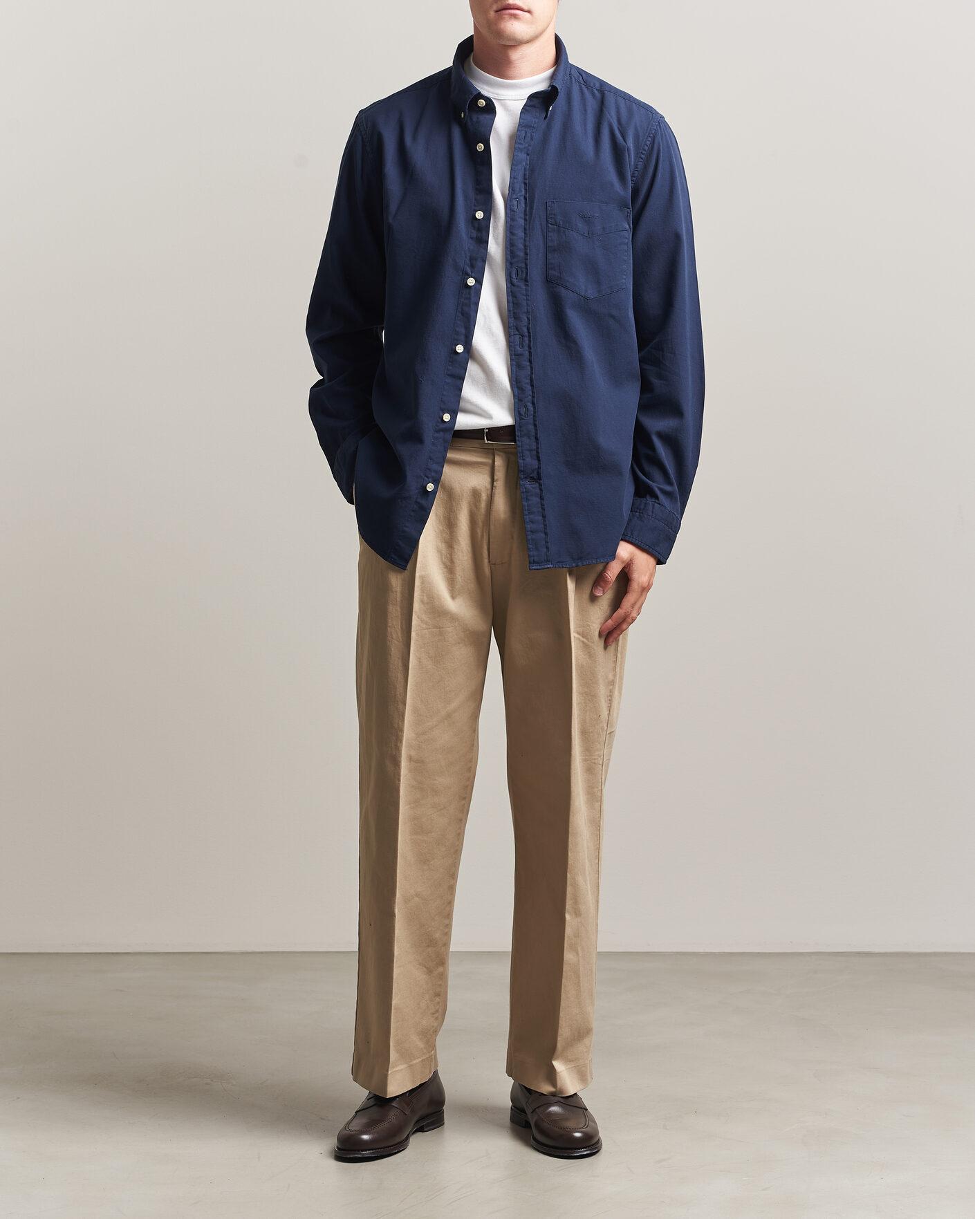 Heren | Overhemden | Gant | Regular Fit Garment Dyed Twill Shirt Evening Blue