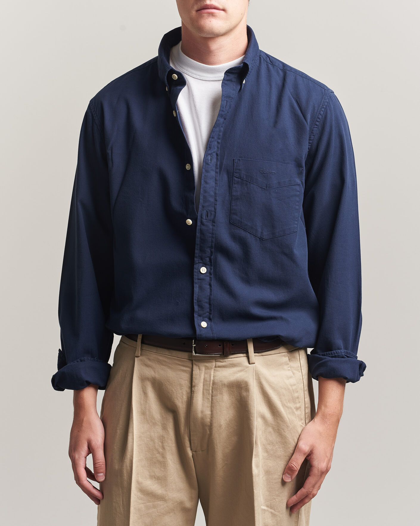 Heren | Overhemden | Gant | Regular Fit Garment Dyed Twill Shirt Evening Blue