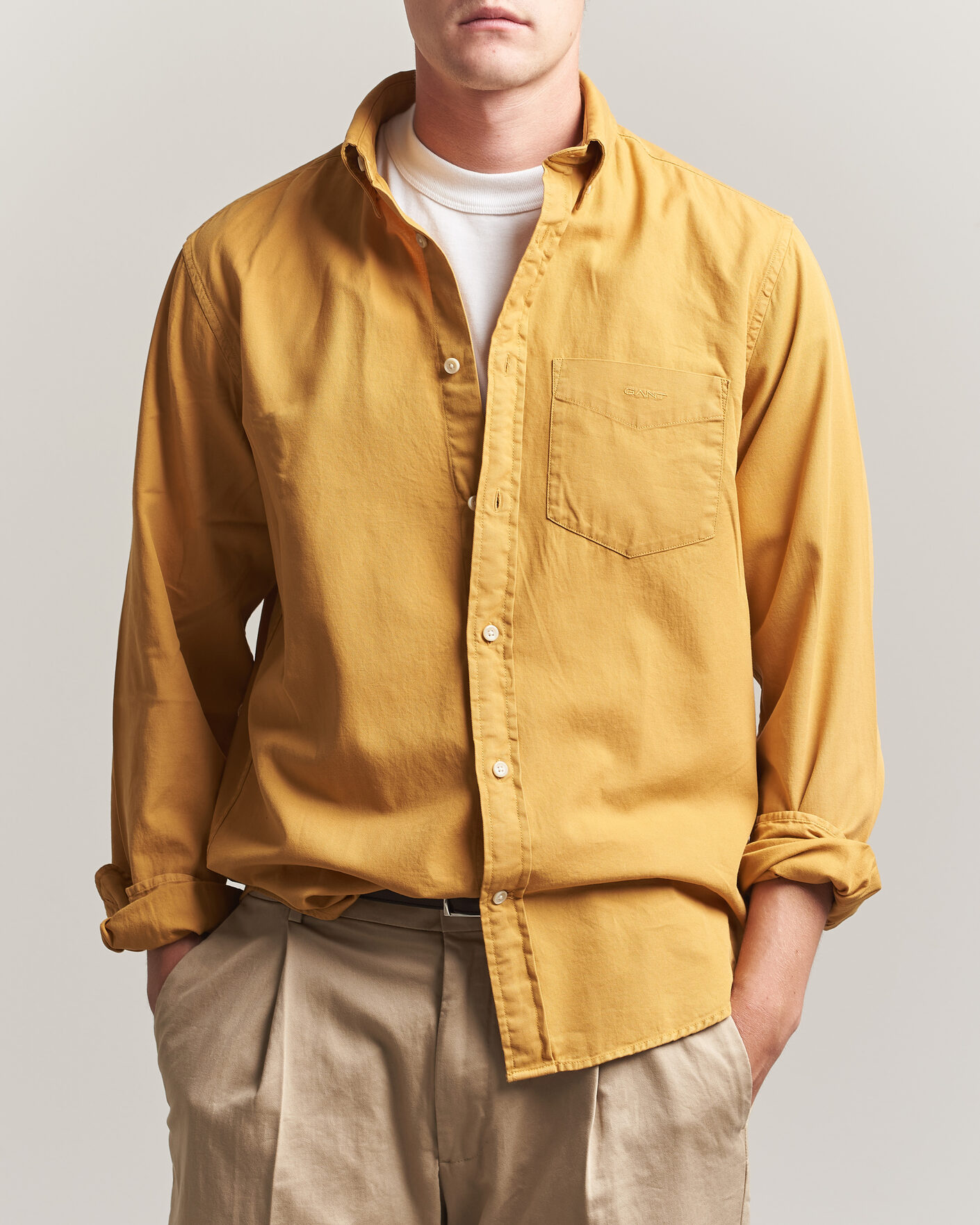 Heren | Overhemden | Gant | Regular Fit Garment Dyed Twill Shirt Turmeric Shine