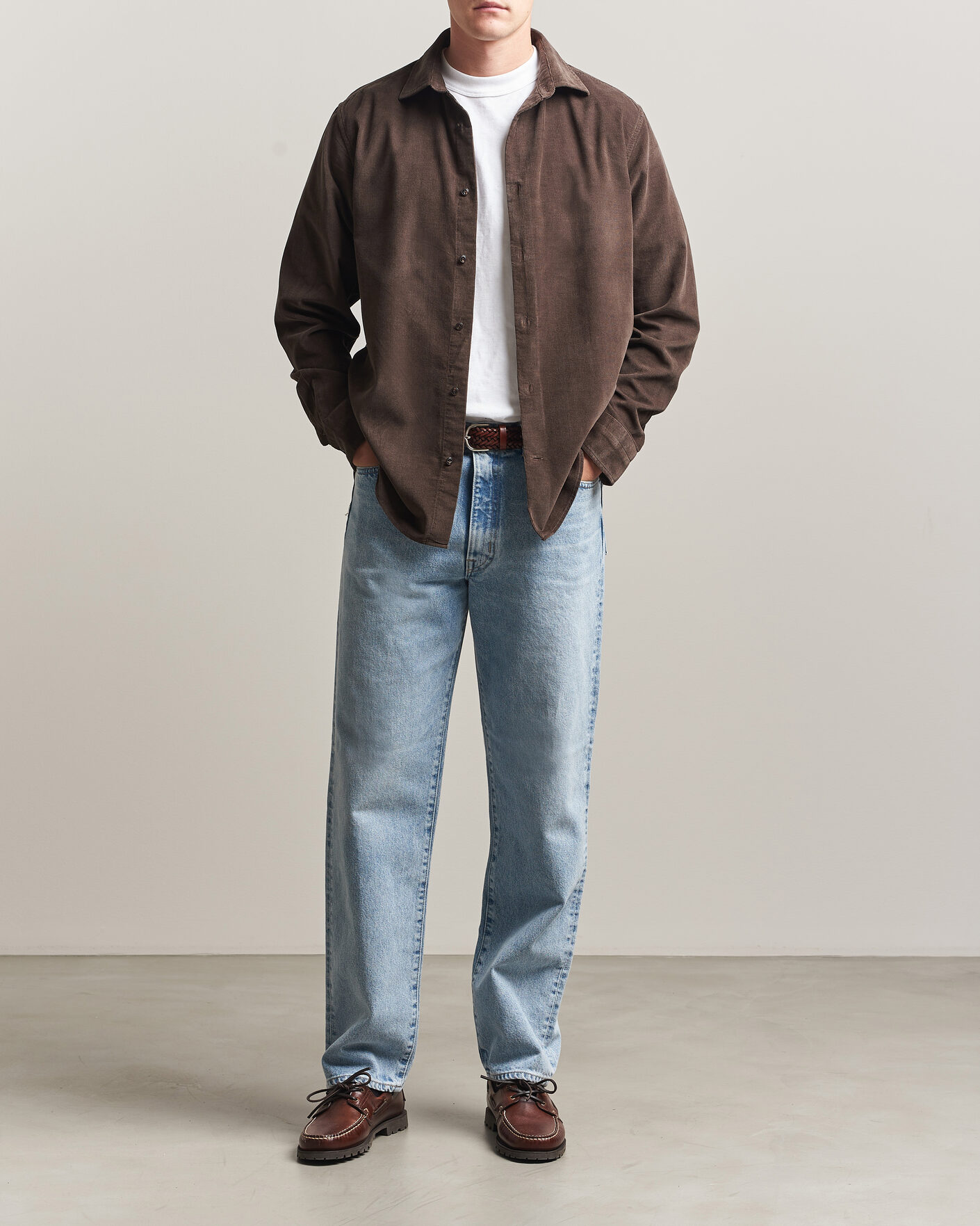 Heren | Overhemden | Gant | Regular Fit Baby Cord Shirt Shadow Brown
