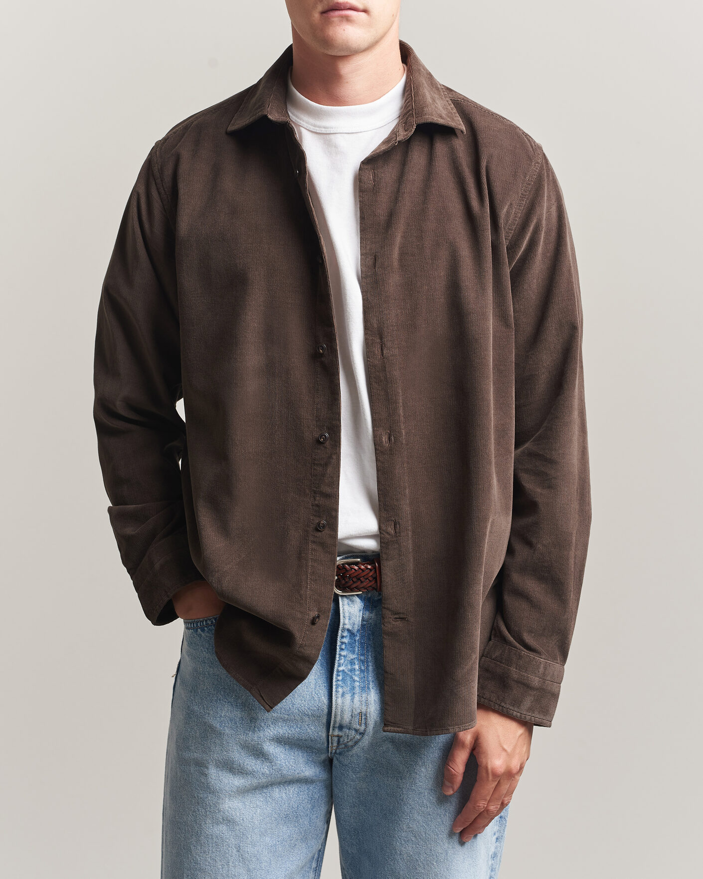 Heren | Overhemden | Gant | Regular Fit Baby Cord Shirt Shadow Brown