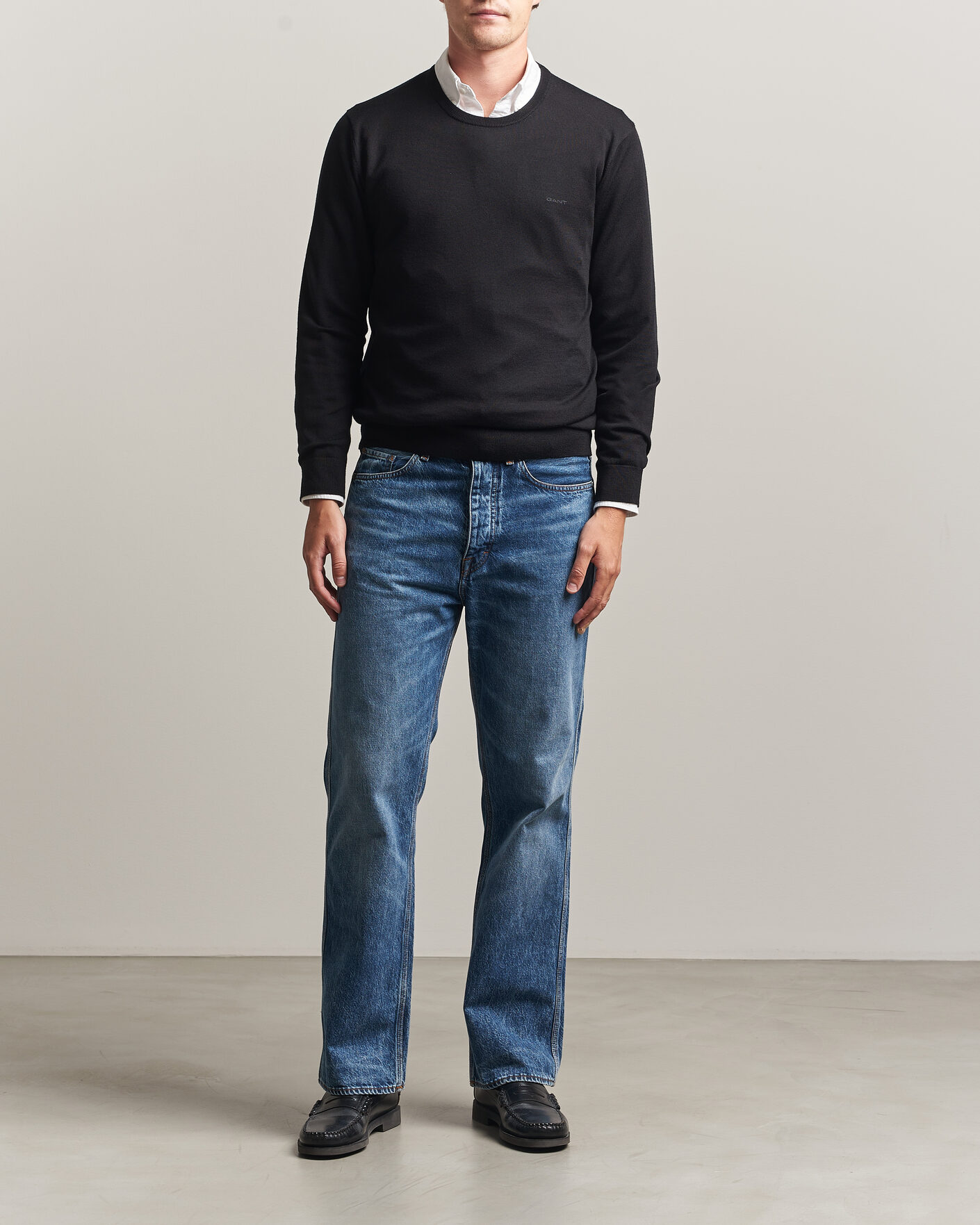 Heren | Truien | Gant | Extrafine Merino Knitted Crew Neck Black
