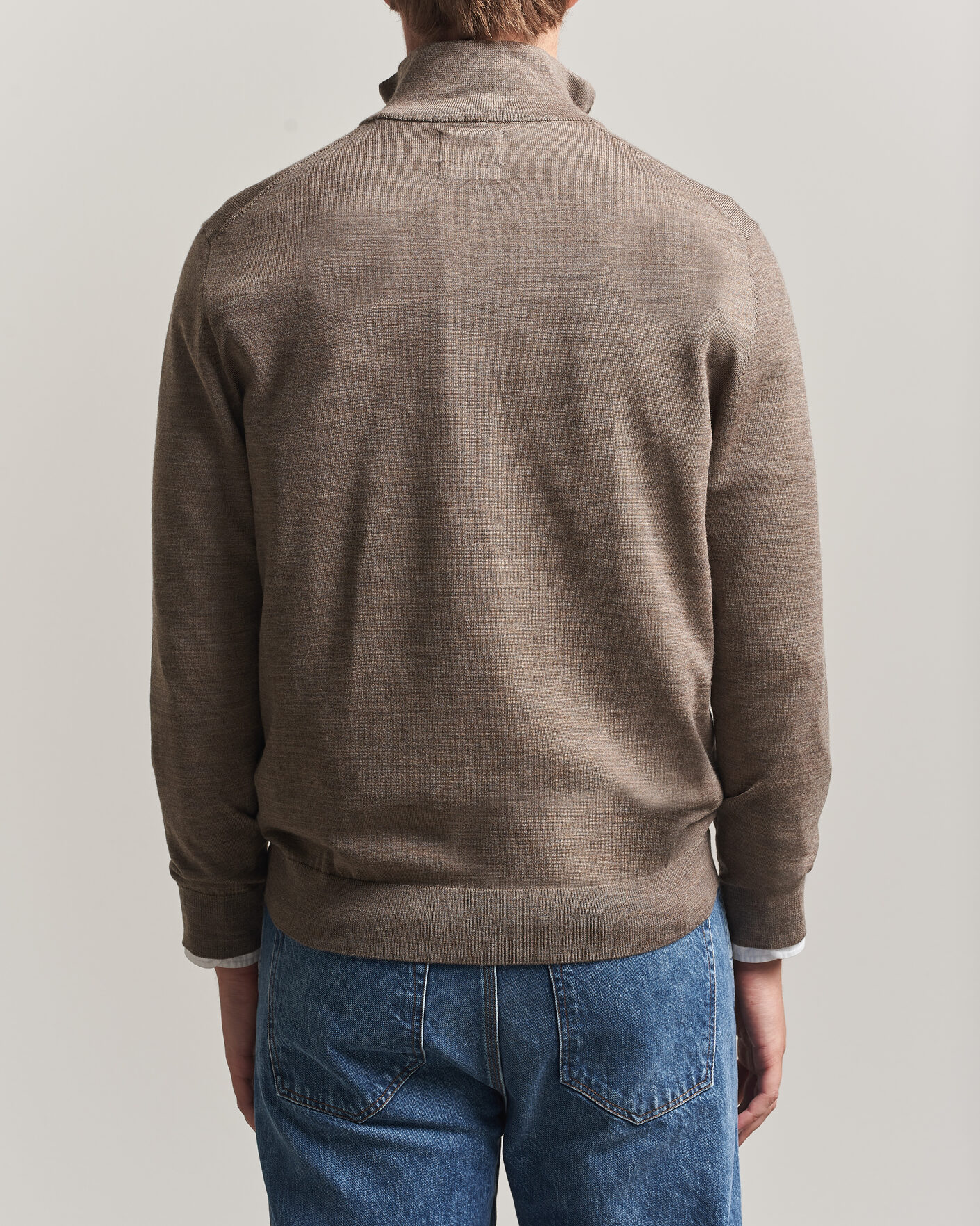 Heren | Truien | Gant | Extrafine Merino Knitted Half Zip Dark Hazelnut Melange