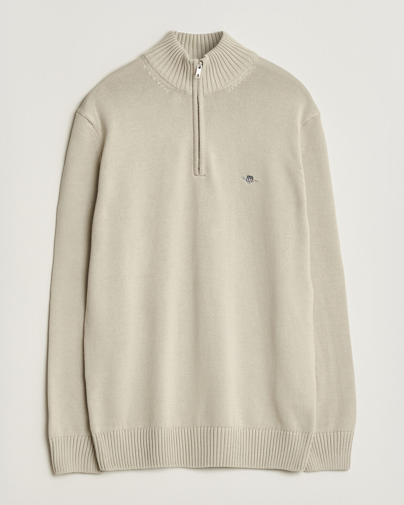 Heren | Truien | Gant | Casual Cotton Knitted Half Zip Clay Beige