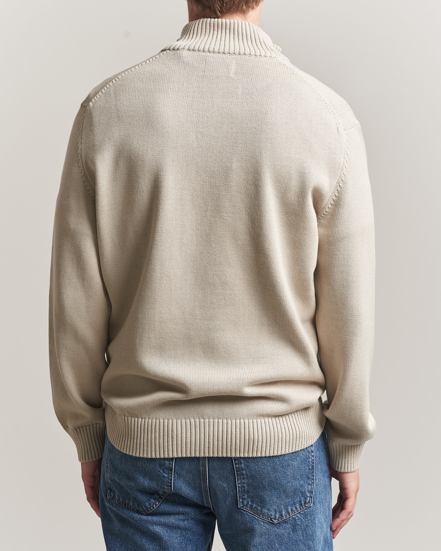 Heren | Truien | Gant | Casual Cotton Knitted Half Zip Clay Beige