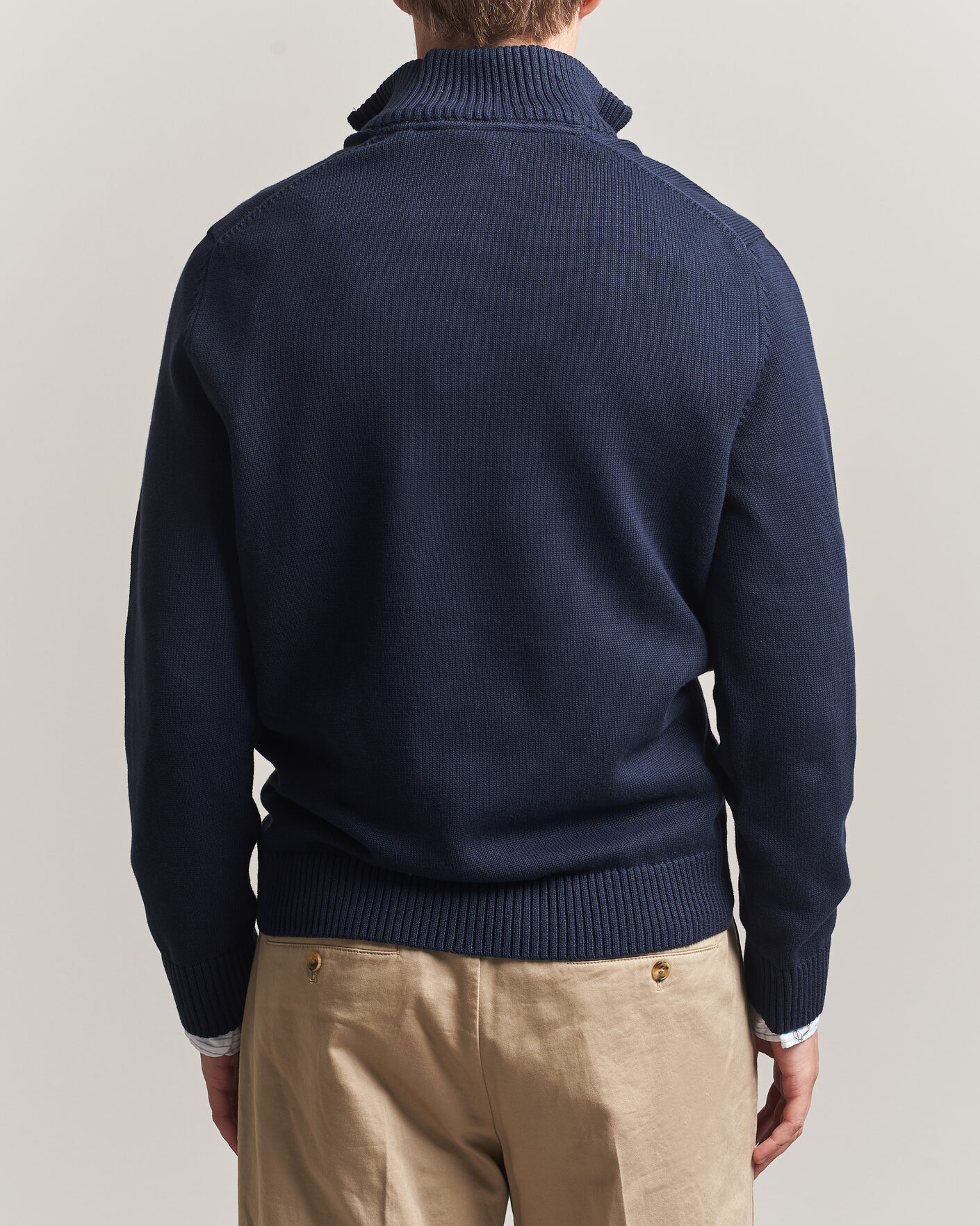 Heren | Truien | Gant | Casual Cotton Knitted Half Zip Evening Blue