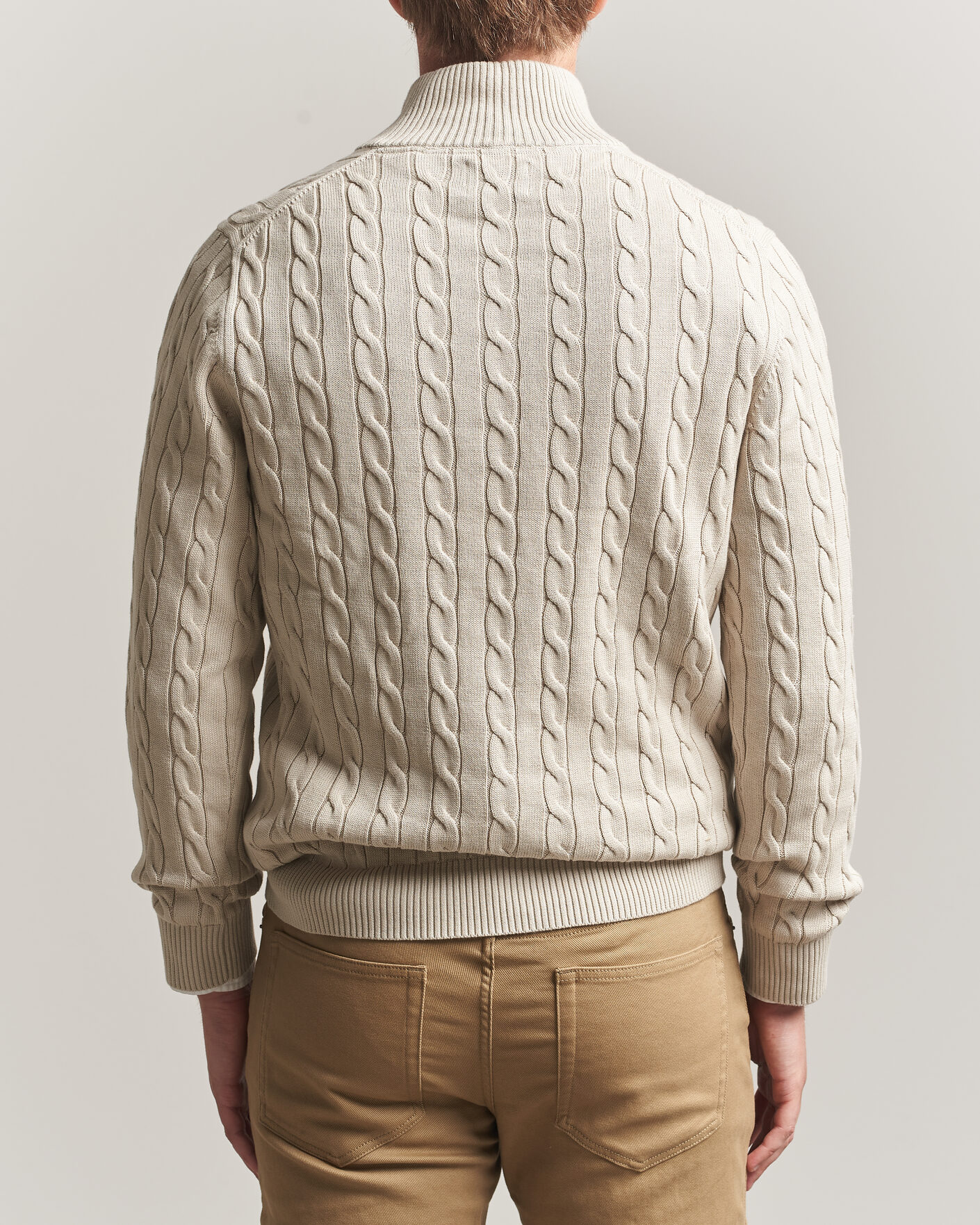 Heren | Truien | Gant | Cotton Cable Half Zip Clay Beige