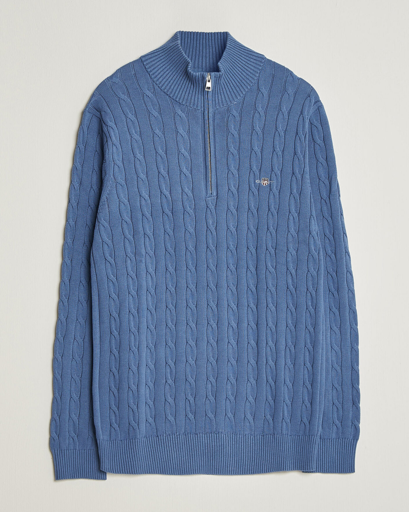 ＨＭＣ２００９ Gant Cotton Cable Half Zip Blue Horizon | Man - CareOfCarl.nl