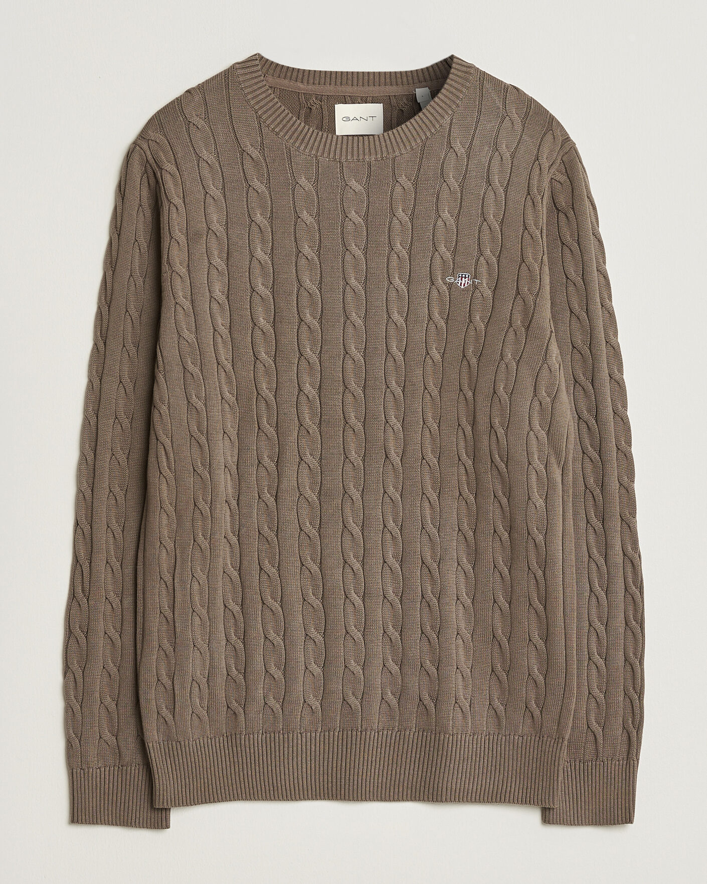 Heren | Truien | Gant | Cotton Cable Crew Neck Faded Taupe