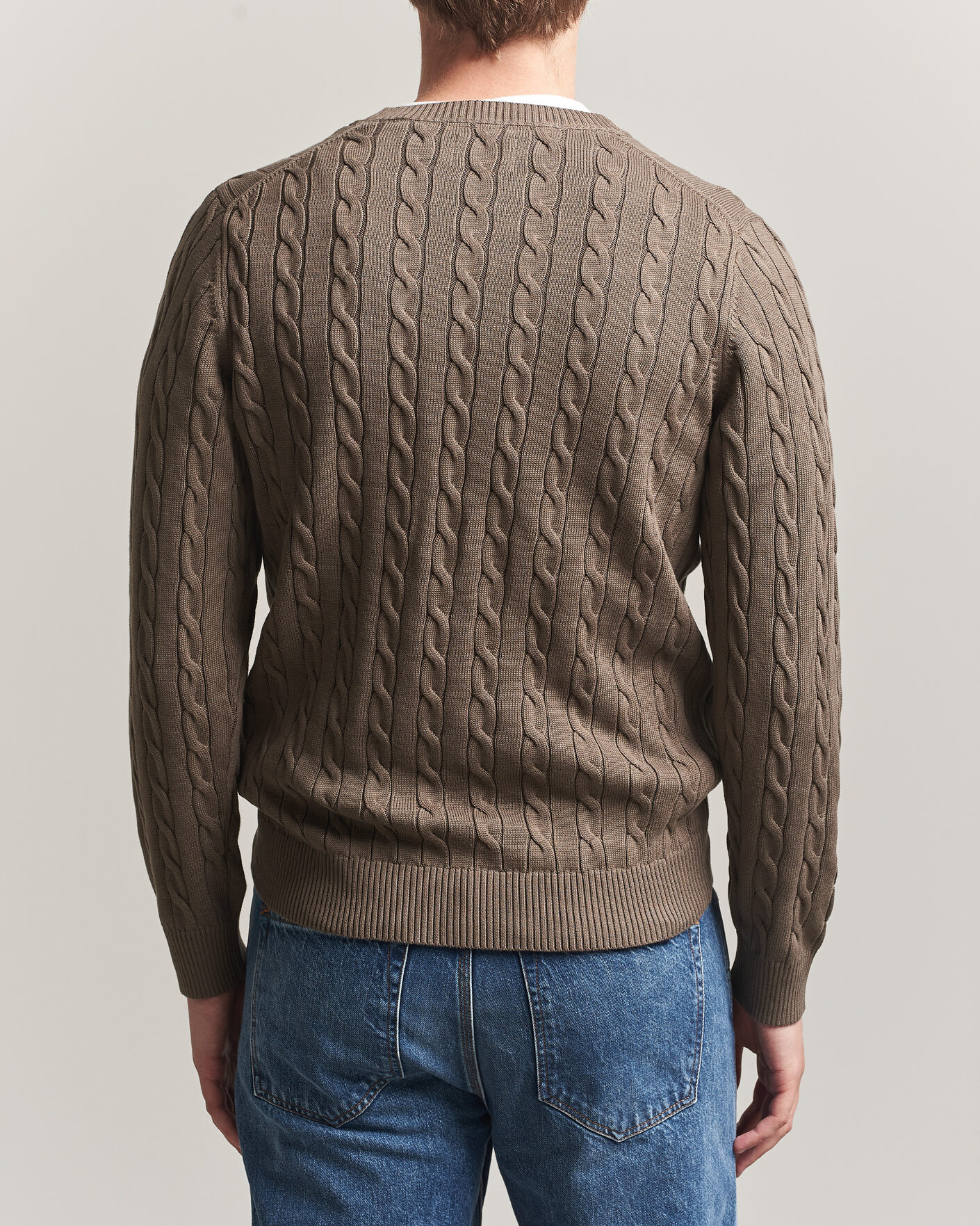 Heren | Truien | Gant | Cotton Cable Crew Neck Faded Taupe