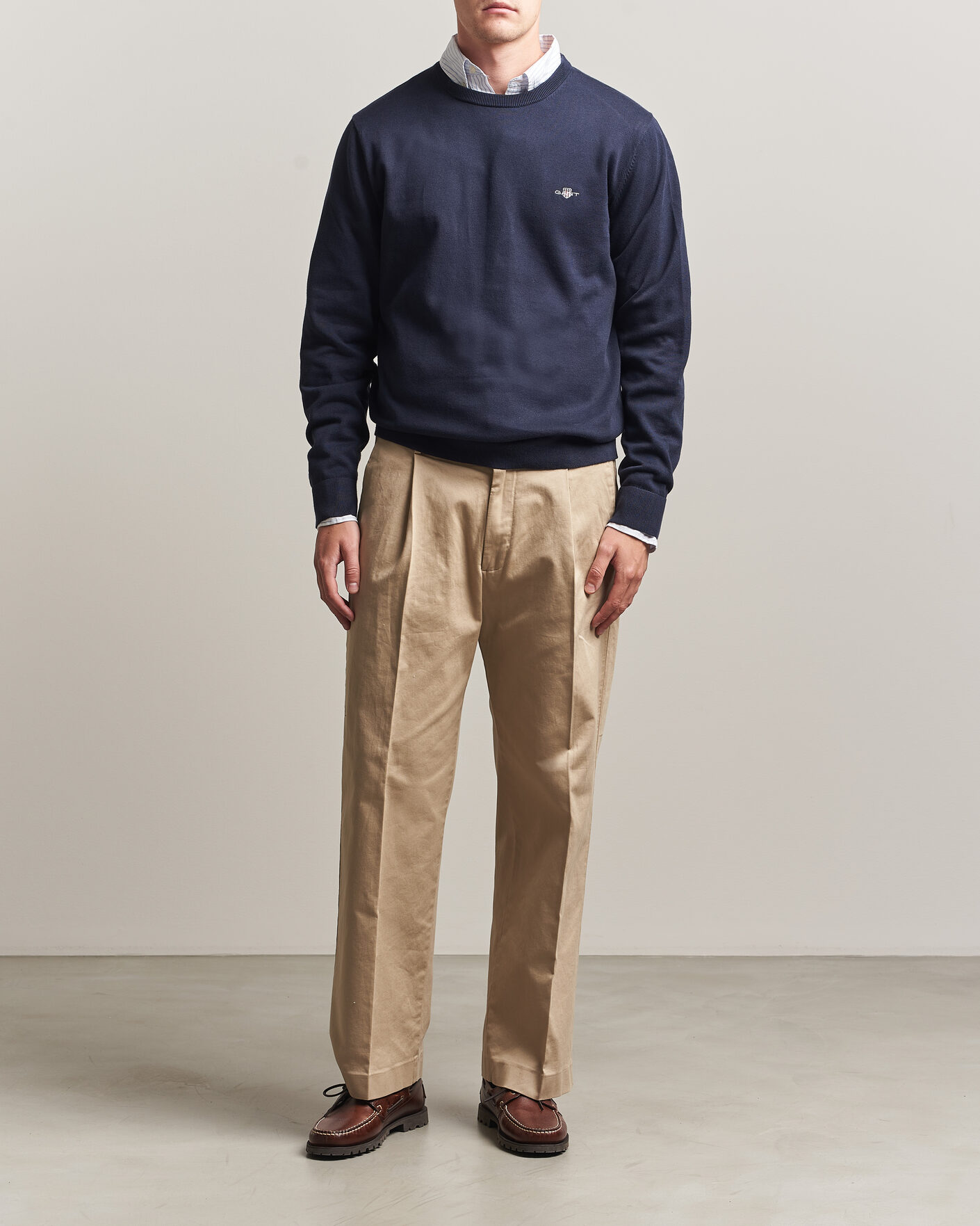 Heren | Truien | Gant | Classic Cotton Crew Neck Evening Blue