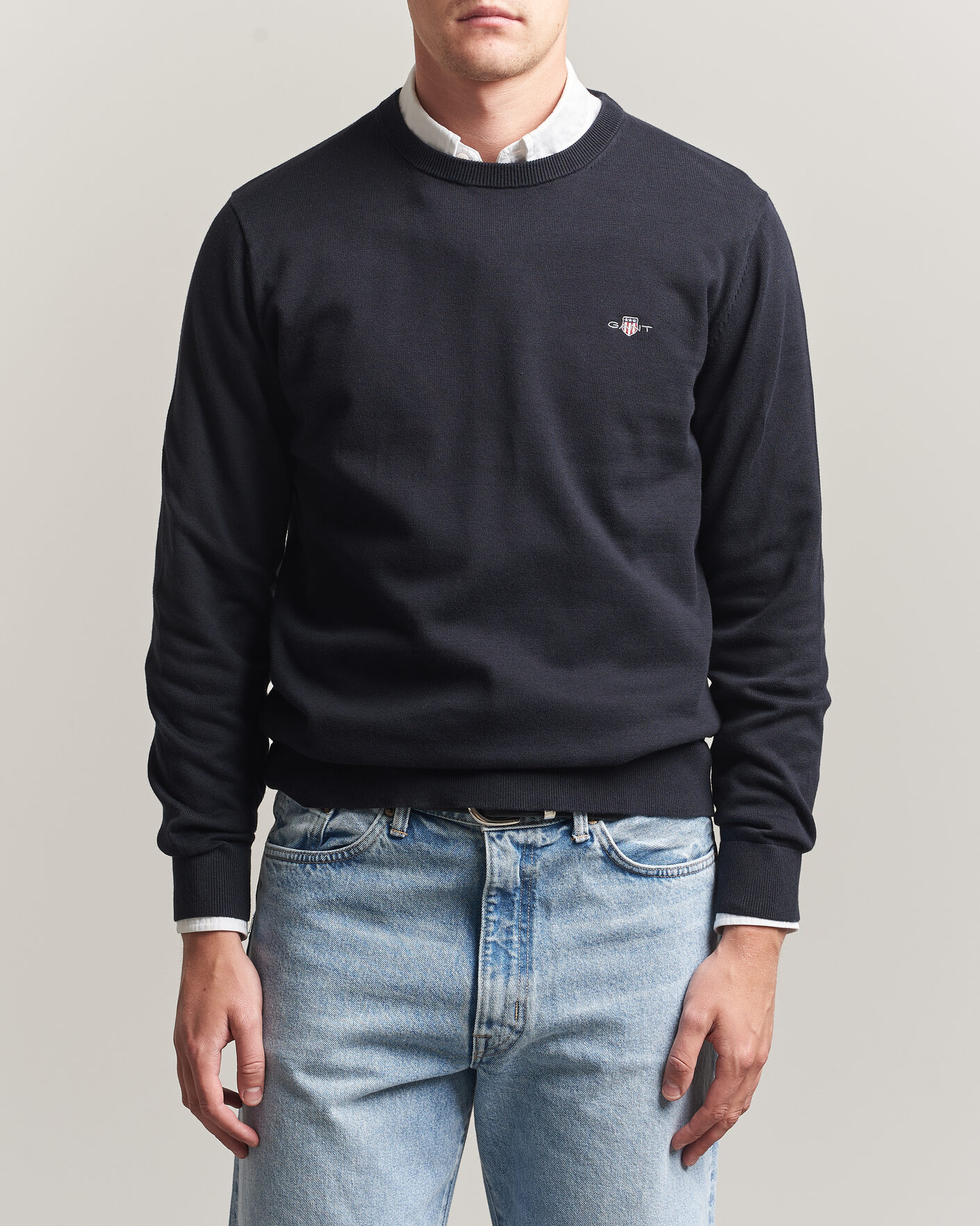 Heren | Truien | Gant | Classic Cotton Crew Neck Black