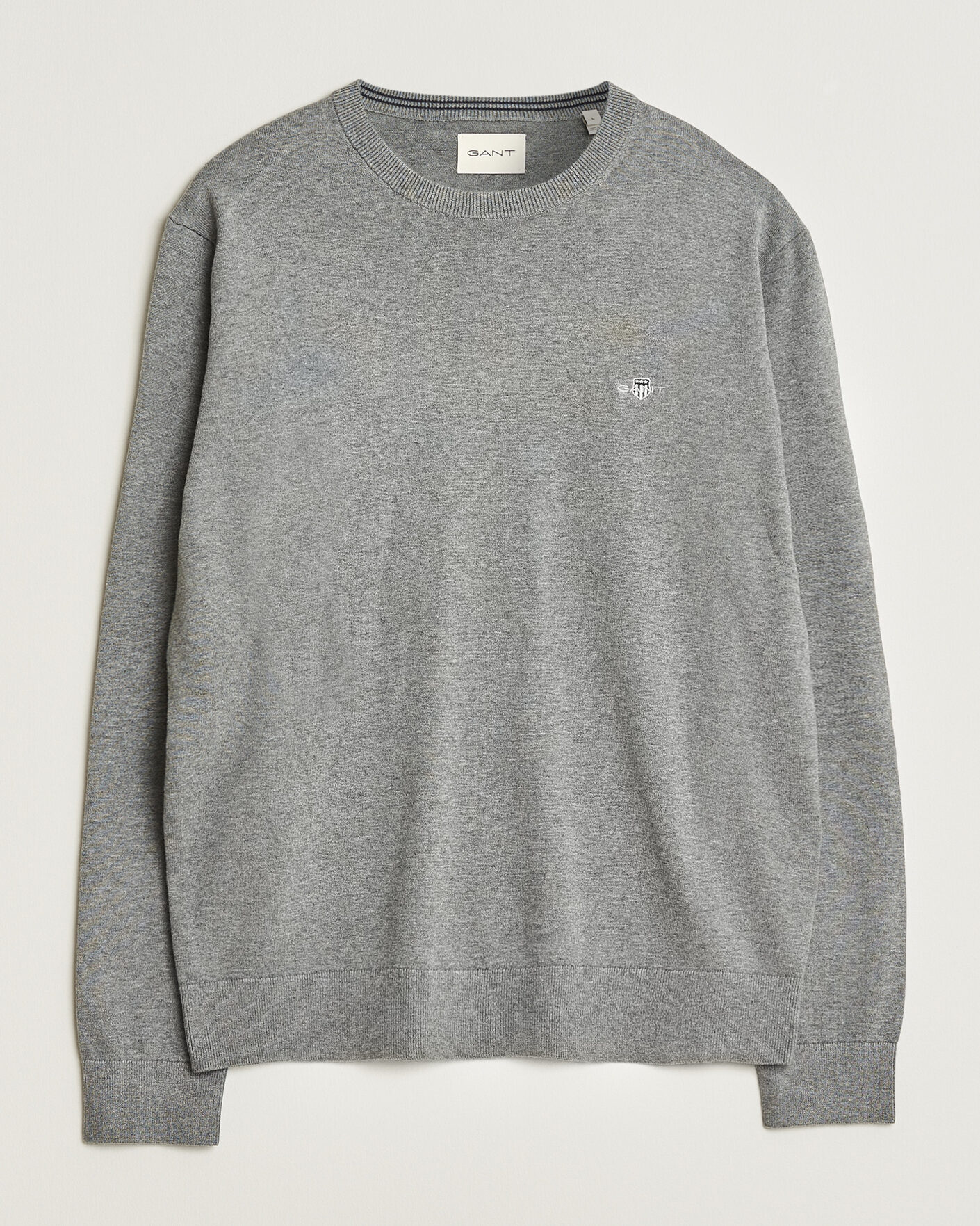 Heren | Truien | Gant | Classic Cotton Crew Neck Dark Grey Melange