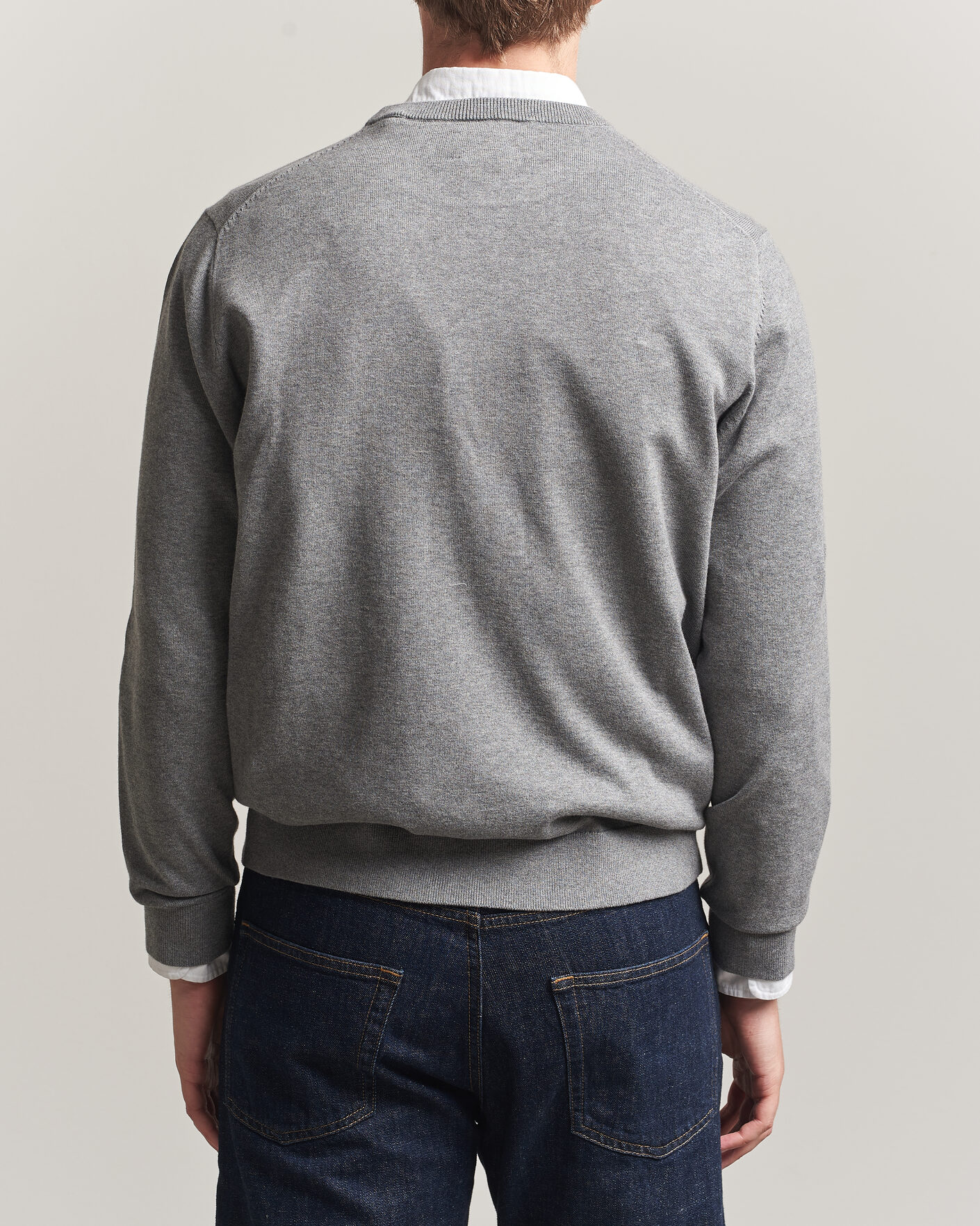 Heren | Truien | Gant | Classic Cotton Crew Neck Dark Grey Melange