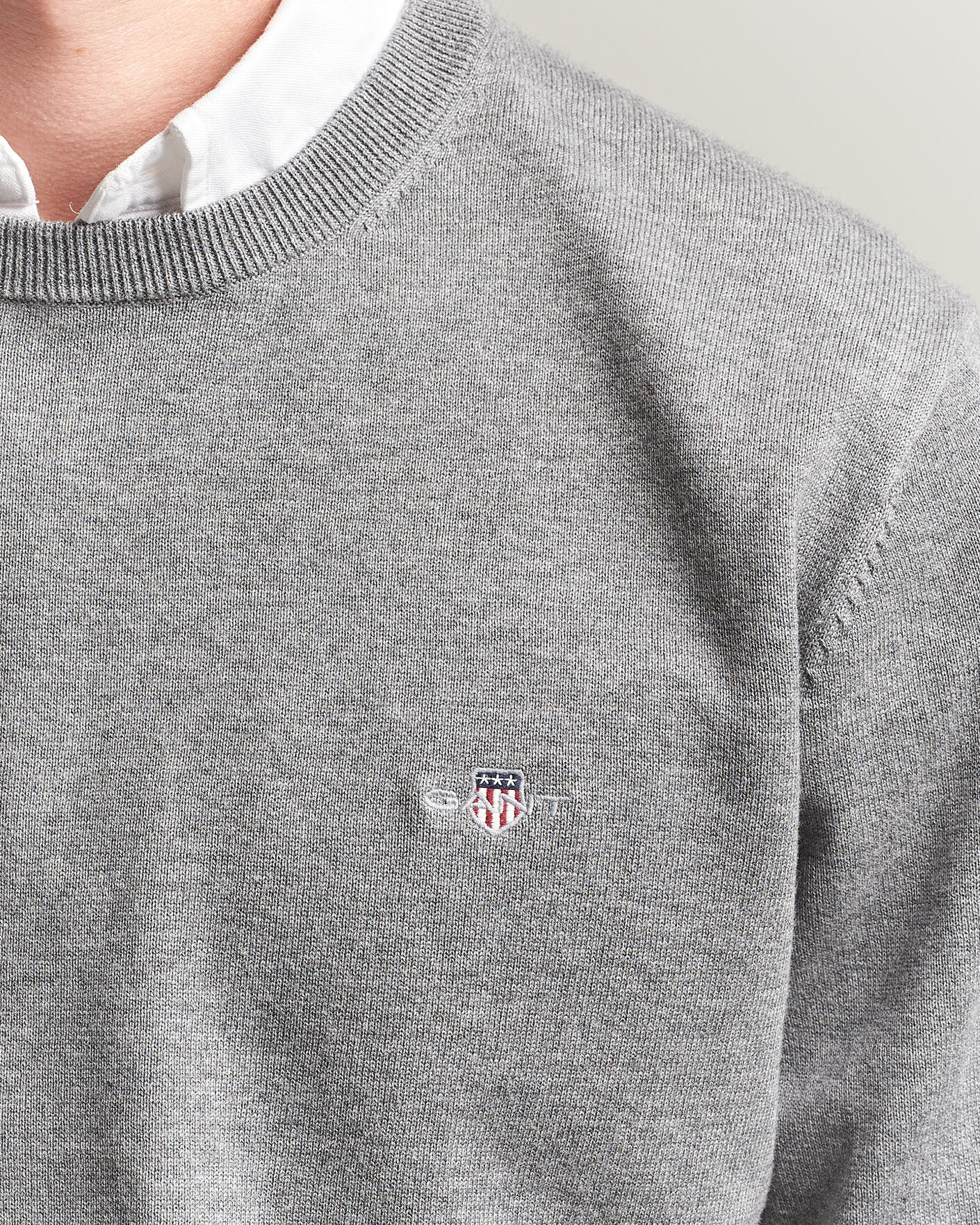 Heren | Truien | Gant | Classic Cotton Crew Neck Dark Grey Melange