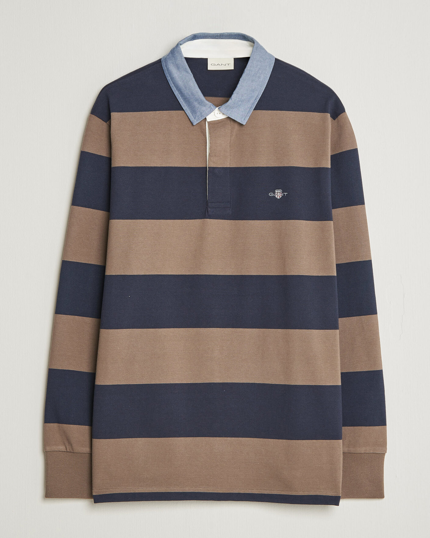 Heren | Truien | Gant | Chambray Barstriped Rugger Faded Taupe
