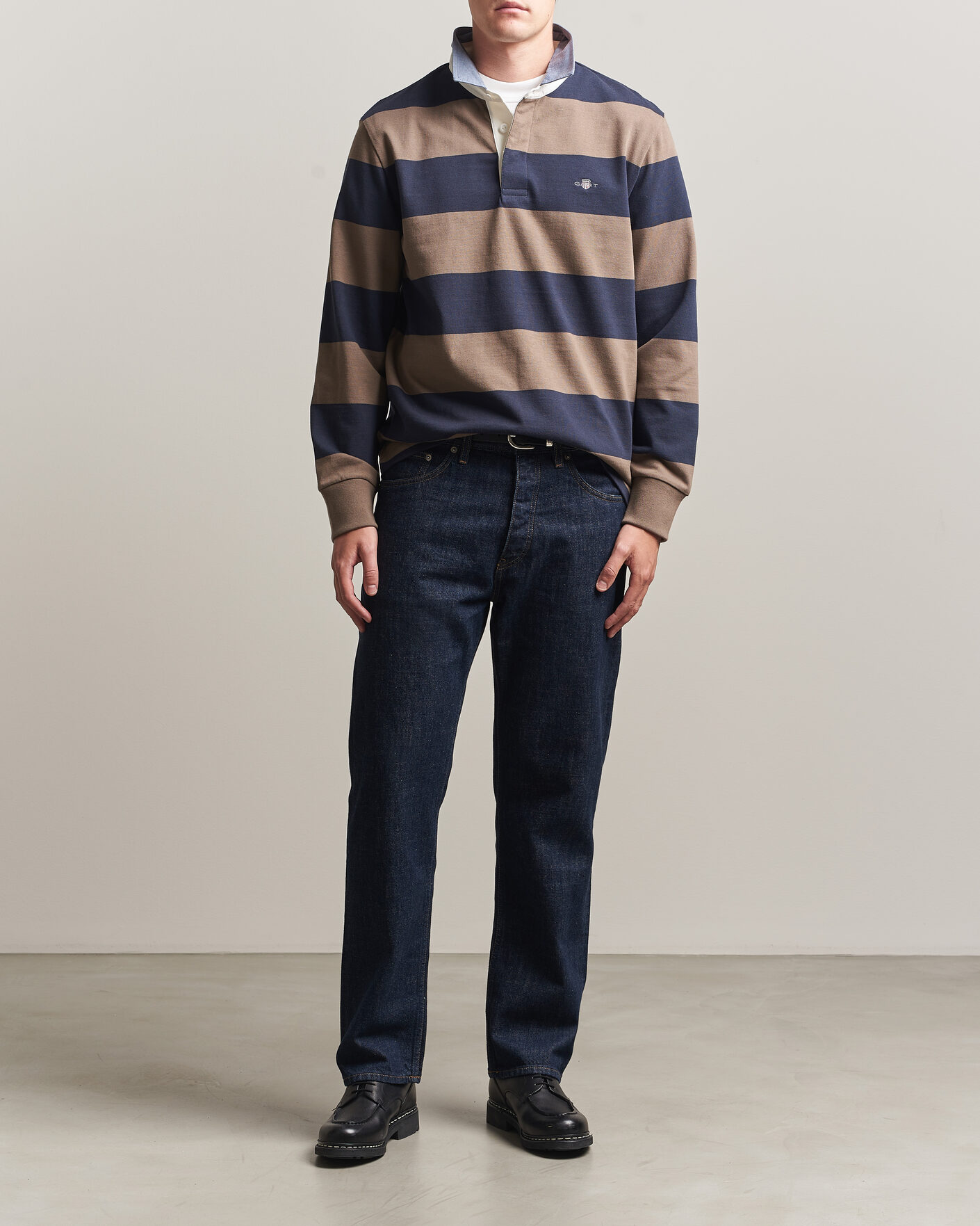 Heren | Truien | Gant | Chambray Barstriped Rugger Faded Taupe