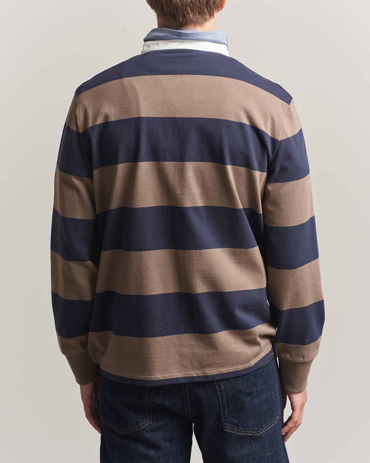 Heren | Truien | Gant | Chambray Barstriped Rugger Faded Taupe