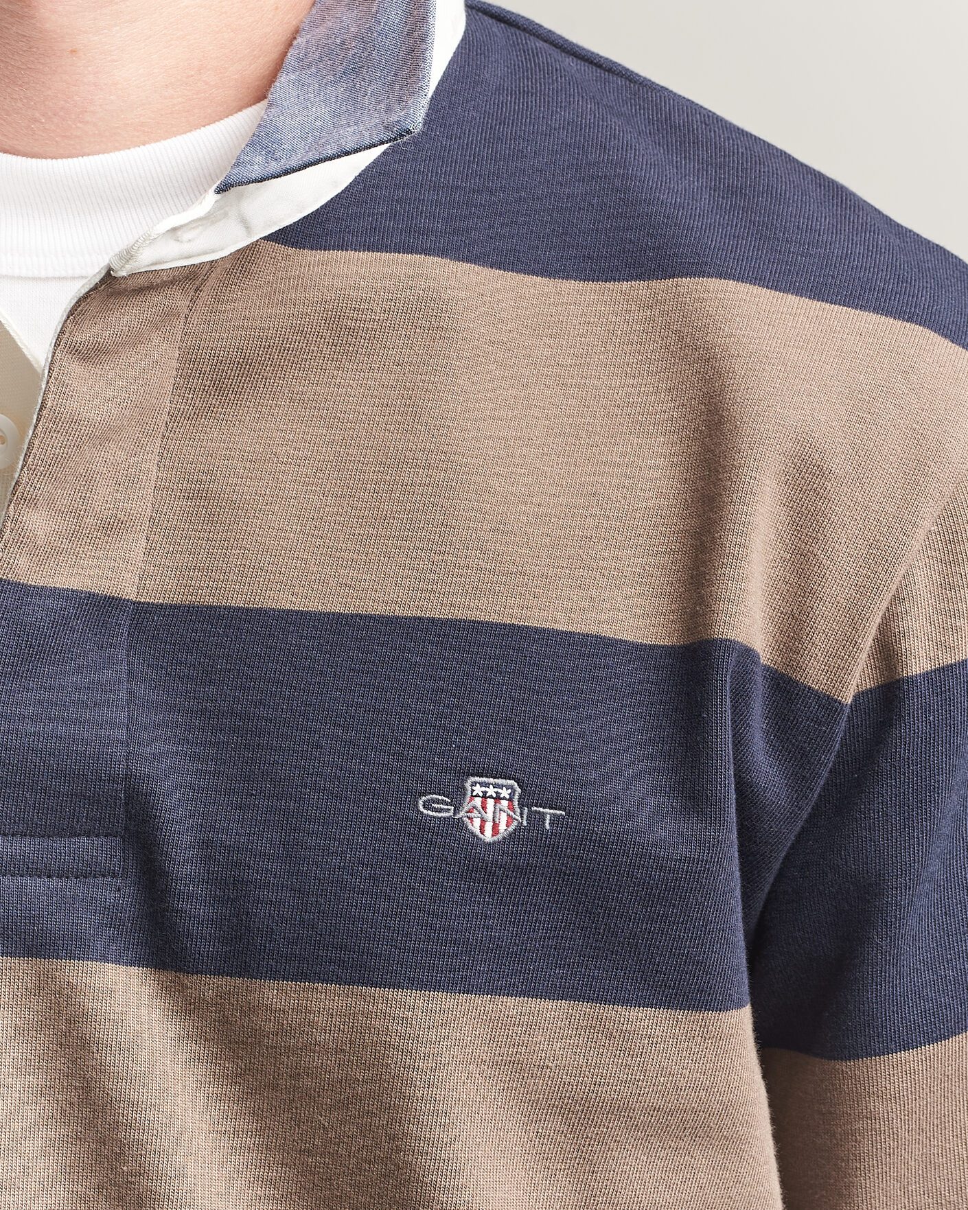 Heren | Truien | Gant | Chambray Barstriped Rugger Faded Taupe