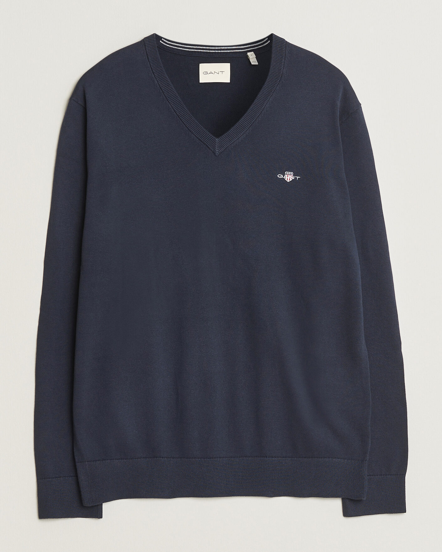 Heren | Truien | Gant | Classic Cotton V-Neck Evening Blue