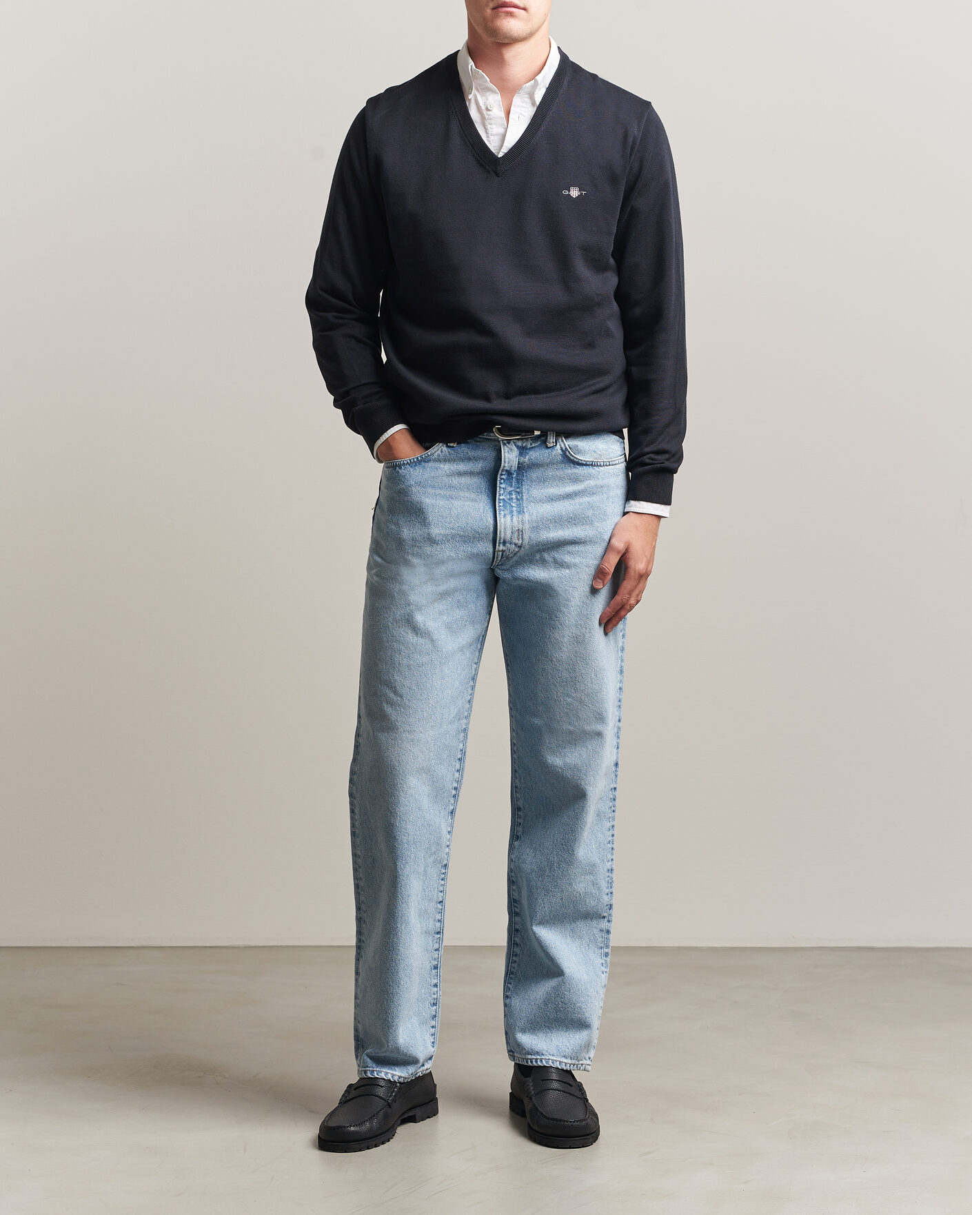 Heren | Truien | Gant | Classic Cotton V-Neck Black