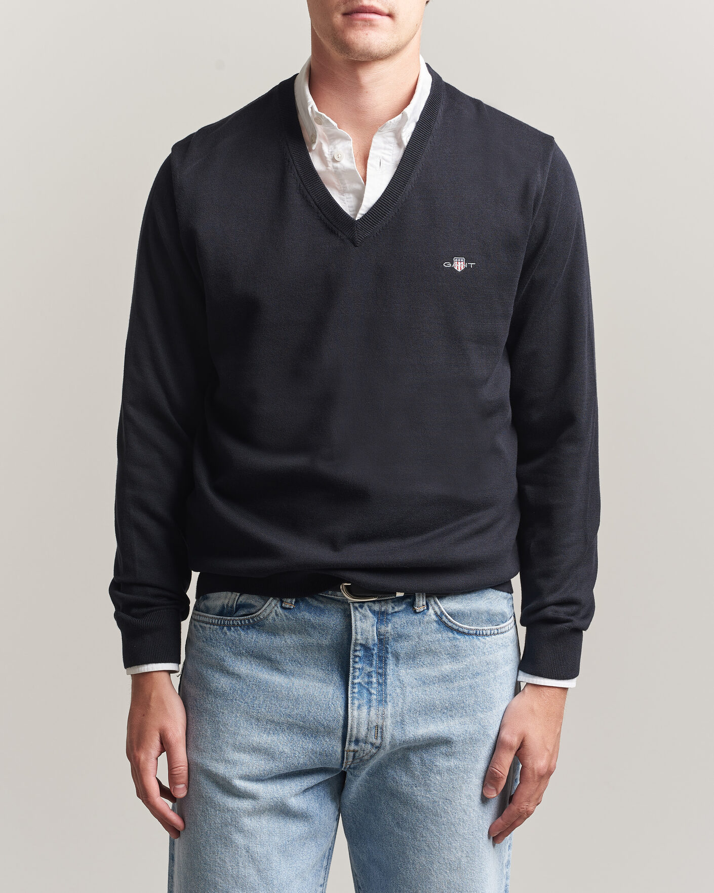 Heren | Truien | Gant | Classic Cotton V-Neck Black
