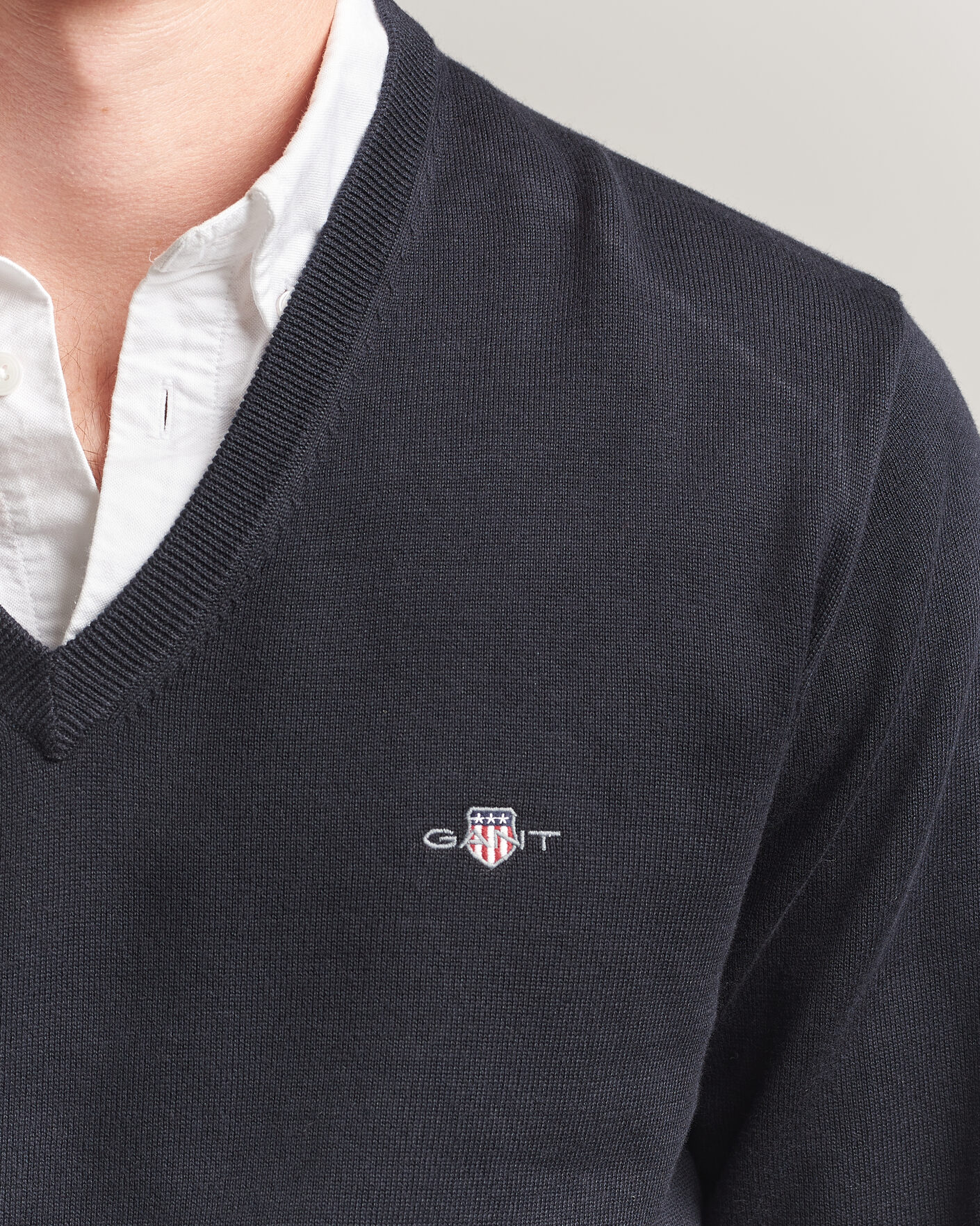 Heren | Truien | Gant | Classic Cotton V-Neck Black