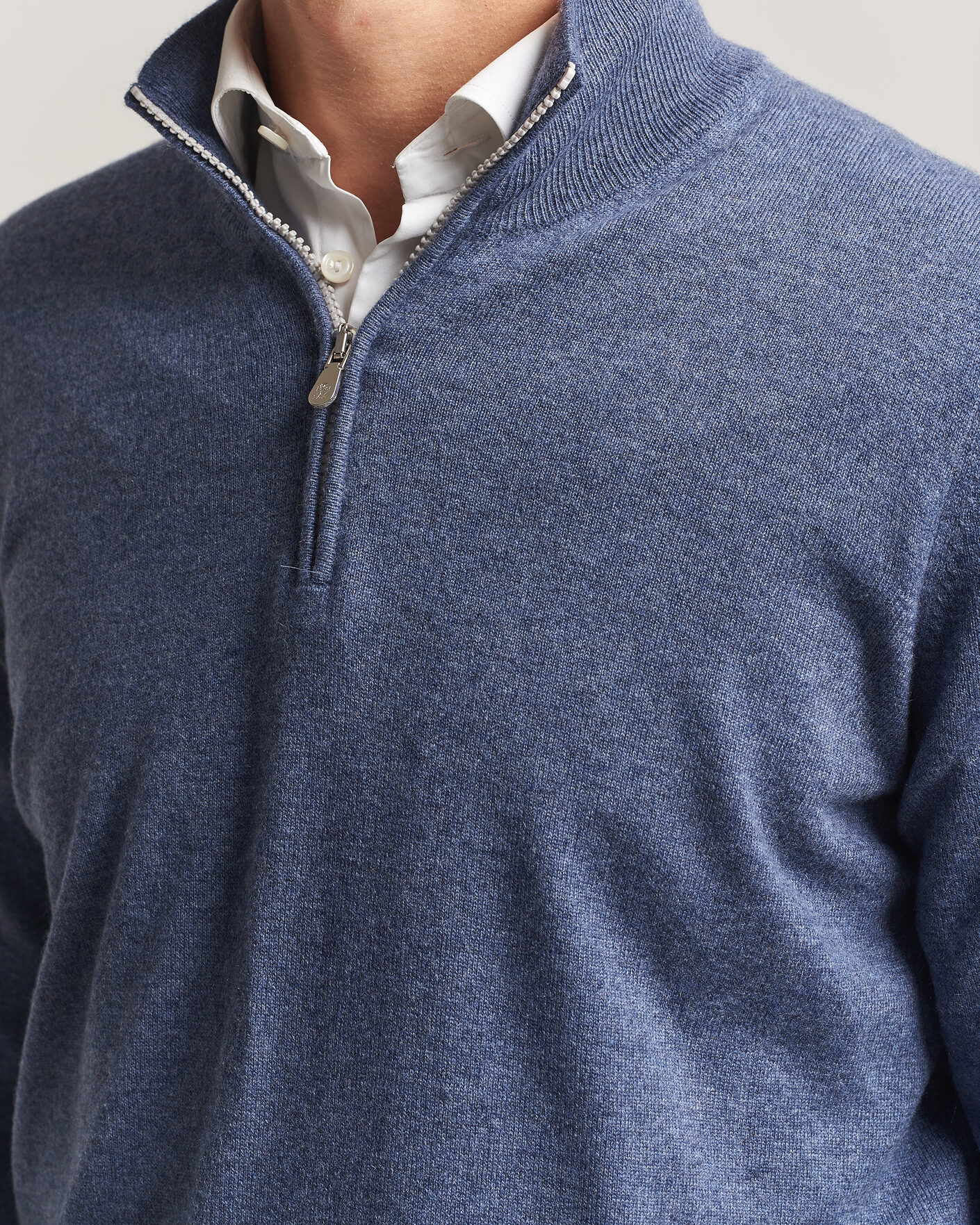 Heren | Truien | Brunello Cucinelli | 2 Ply Cashmere Half Zip Denim Blue