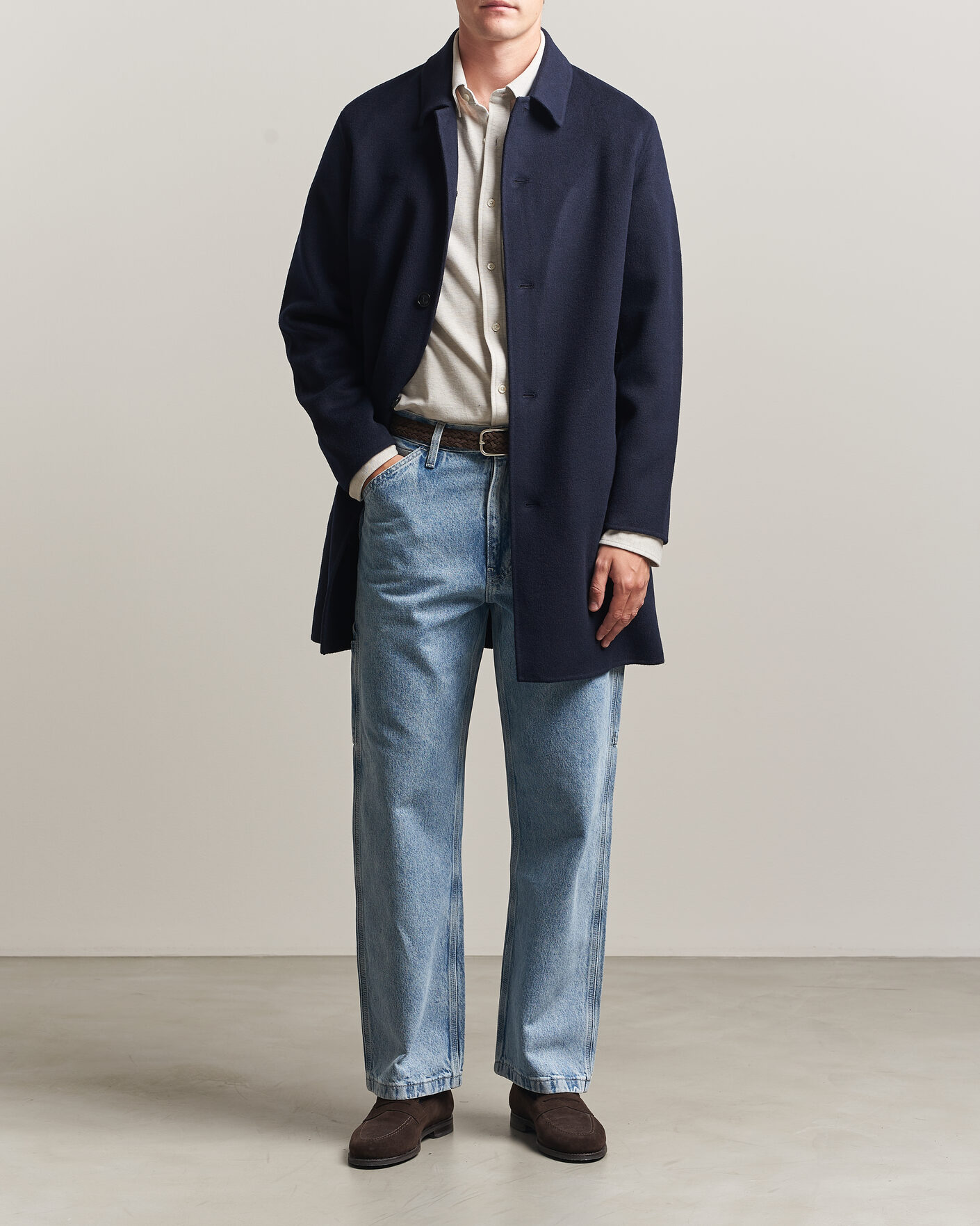 Heren | Jassen | Gant | Handstitched Wool/Cashmere Top Coat Evening Blue
