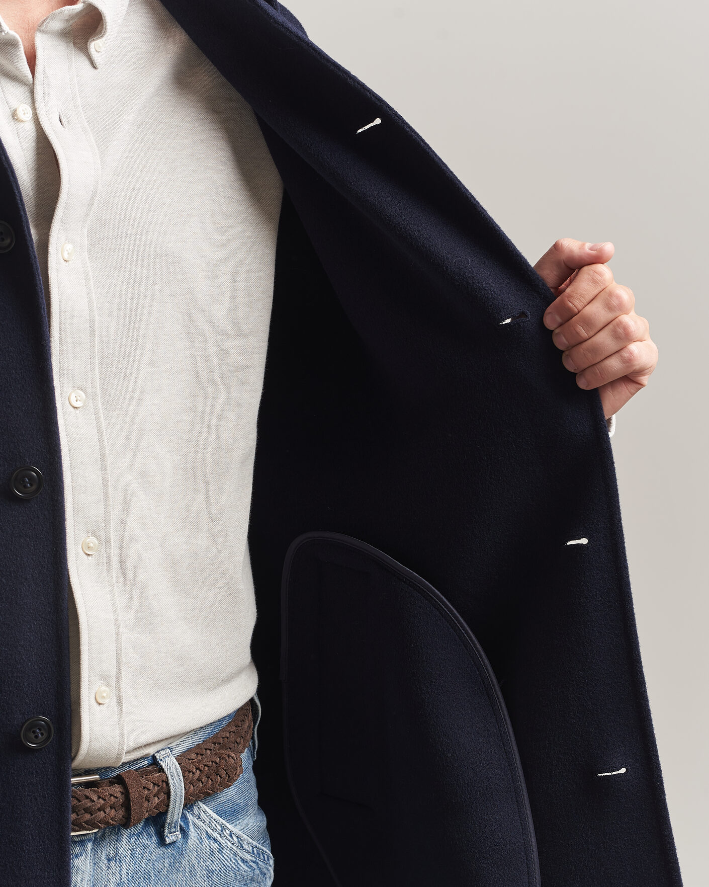Heren | Jassen | Gant | Handstitched Wool/Cashmere Top Coat Evening Blue
