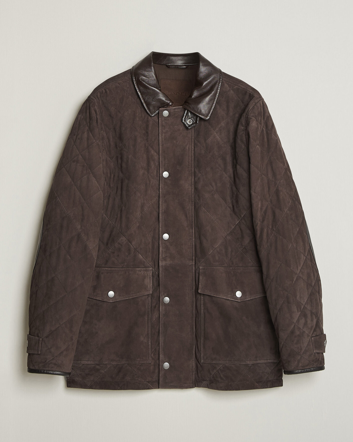 Heren | Jassen | Gant | Quilted Suede Jacket Black Brown