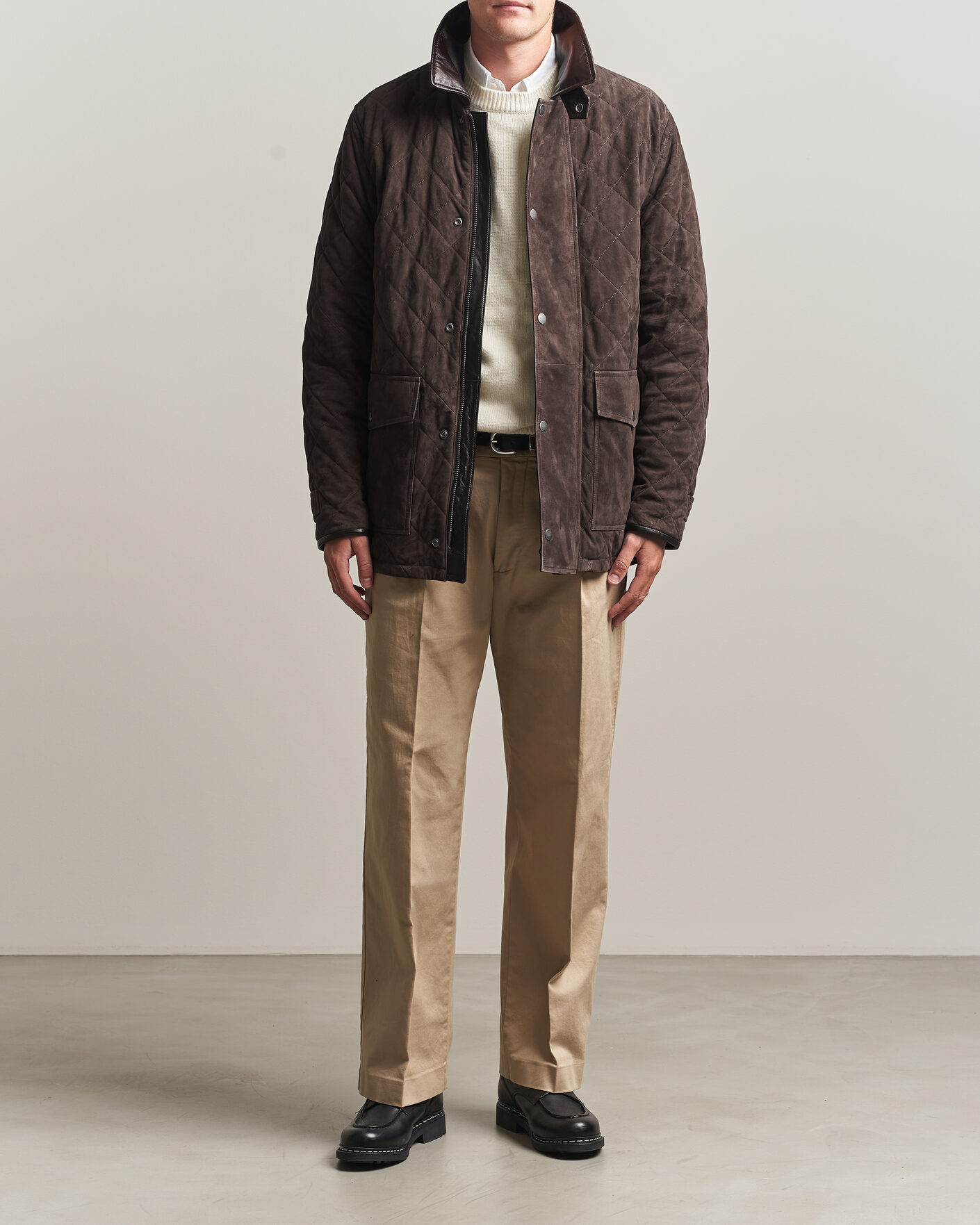 Heren | Jassen | Gant | Quilted Suede Jacket Black Brown