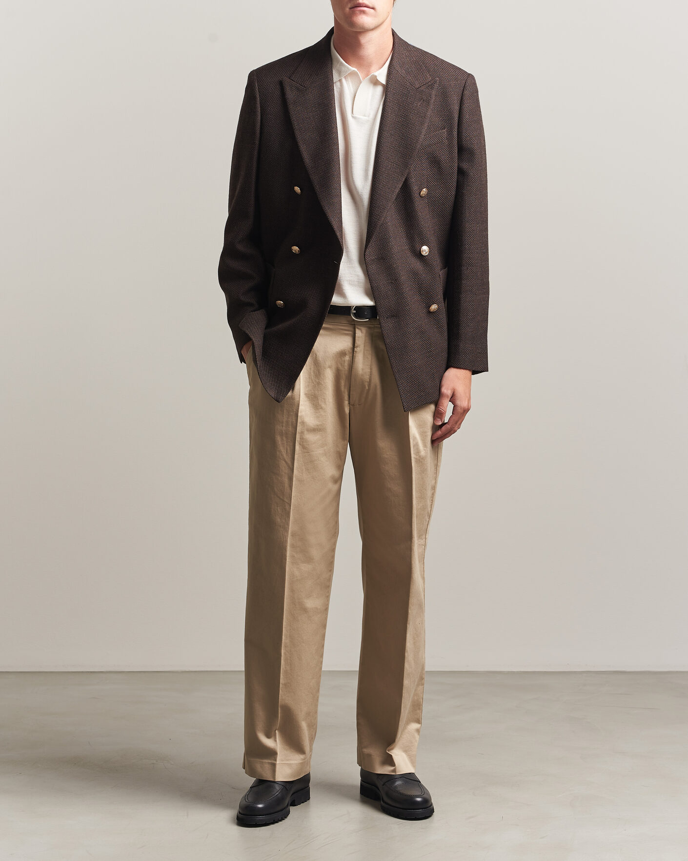 Heren | Blazers | Gant | Wool Textured Double Breasted Blazer Black Brown