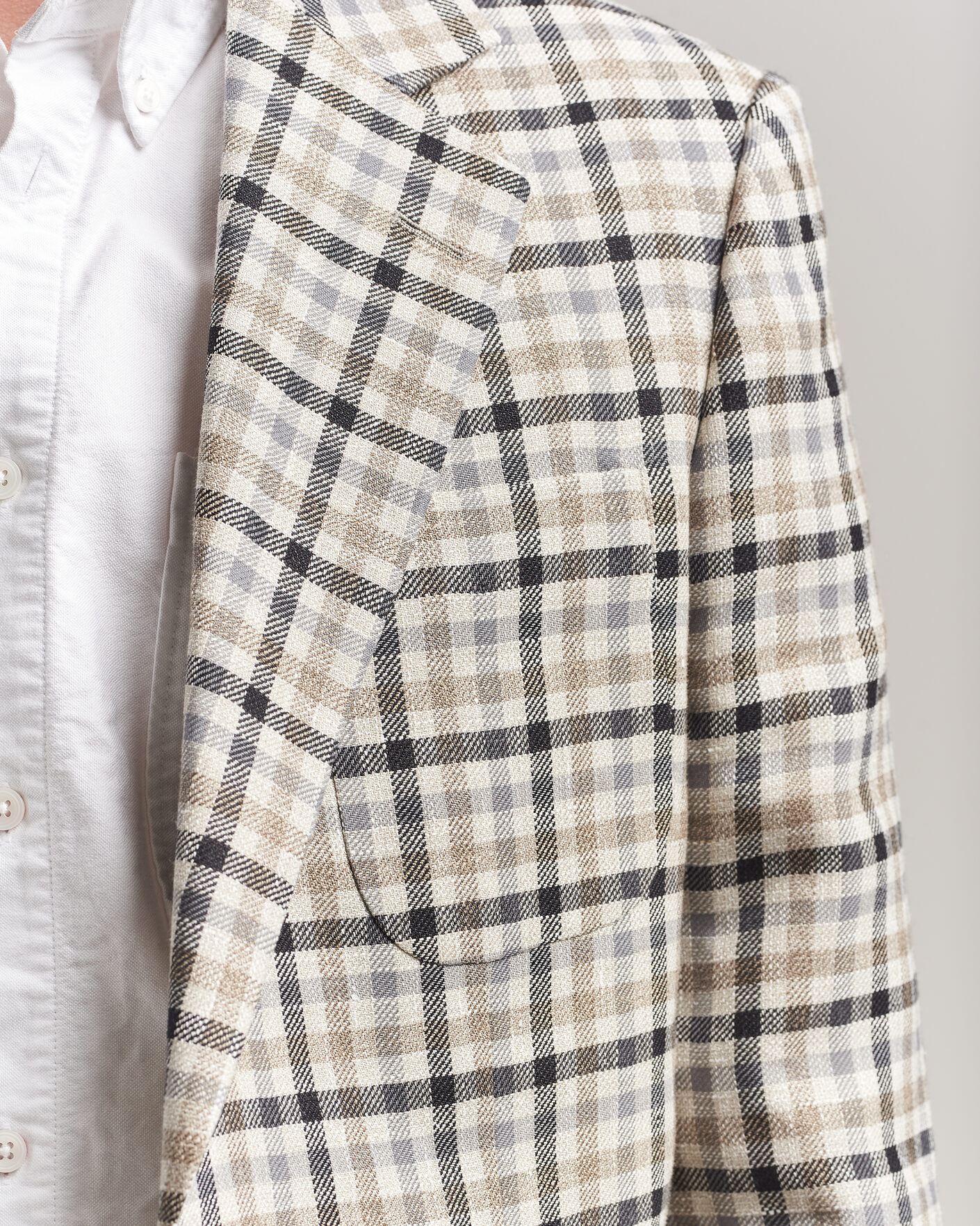 Heren | Blazers | Gant | Wool/Linen Checked Blazer Cream