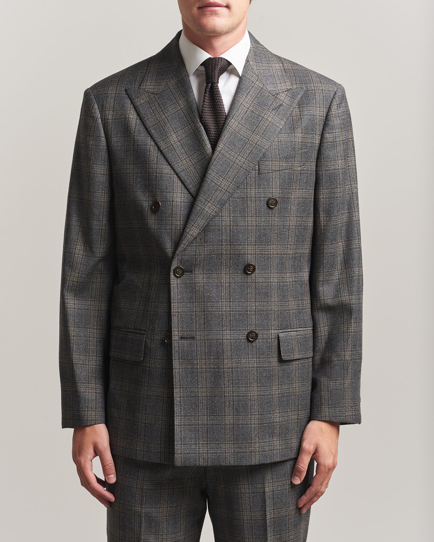 Heren | Blazers | Gant | Wool Glencheck Double Breasted Blazer Ceramic Grey