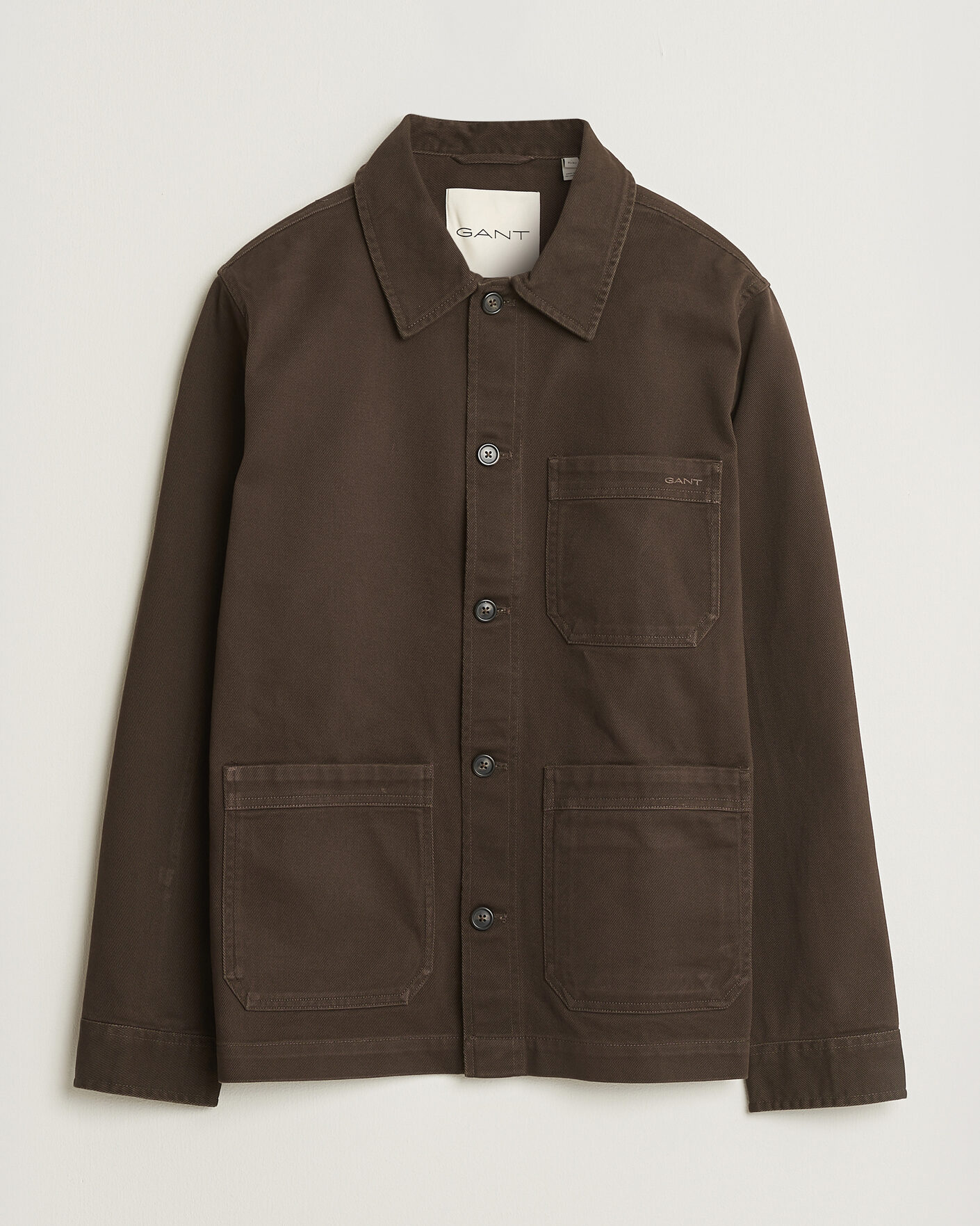 Heren | Overhemden | Gant | Regular Fit Brushed Twill Overshirt Black Brown